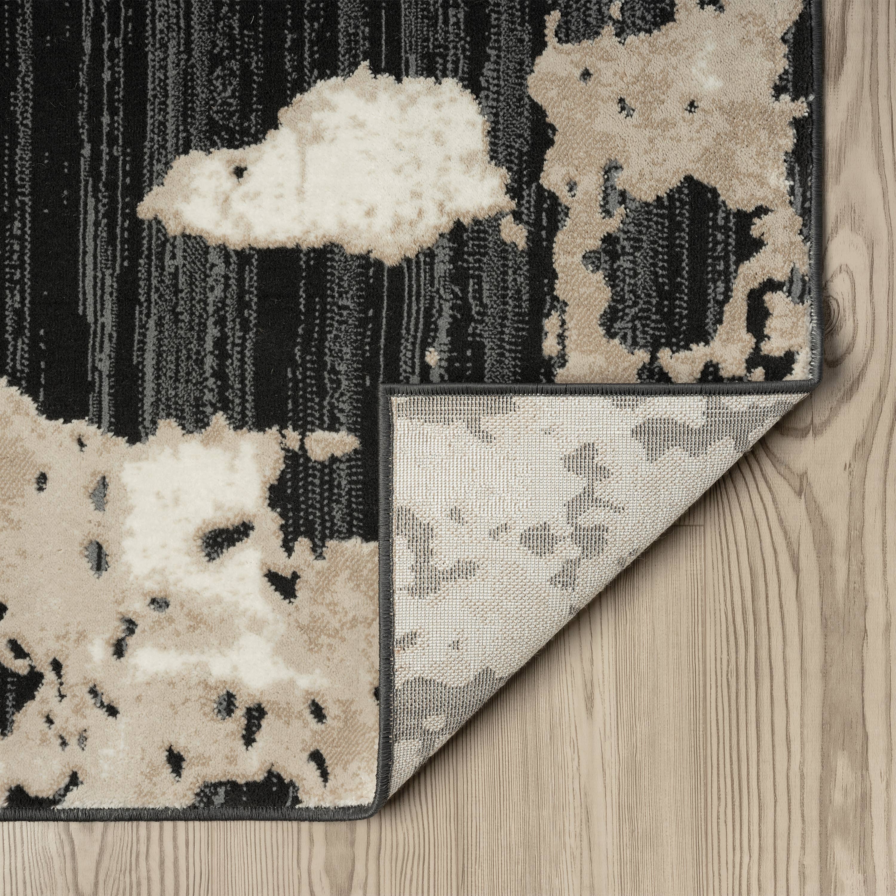 Abani Rugs TER170A Beige Black Abstract Pattern Area Rug: 2' x 3' - Decor Addict, LLC