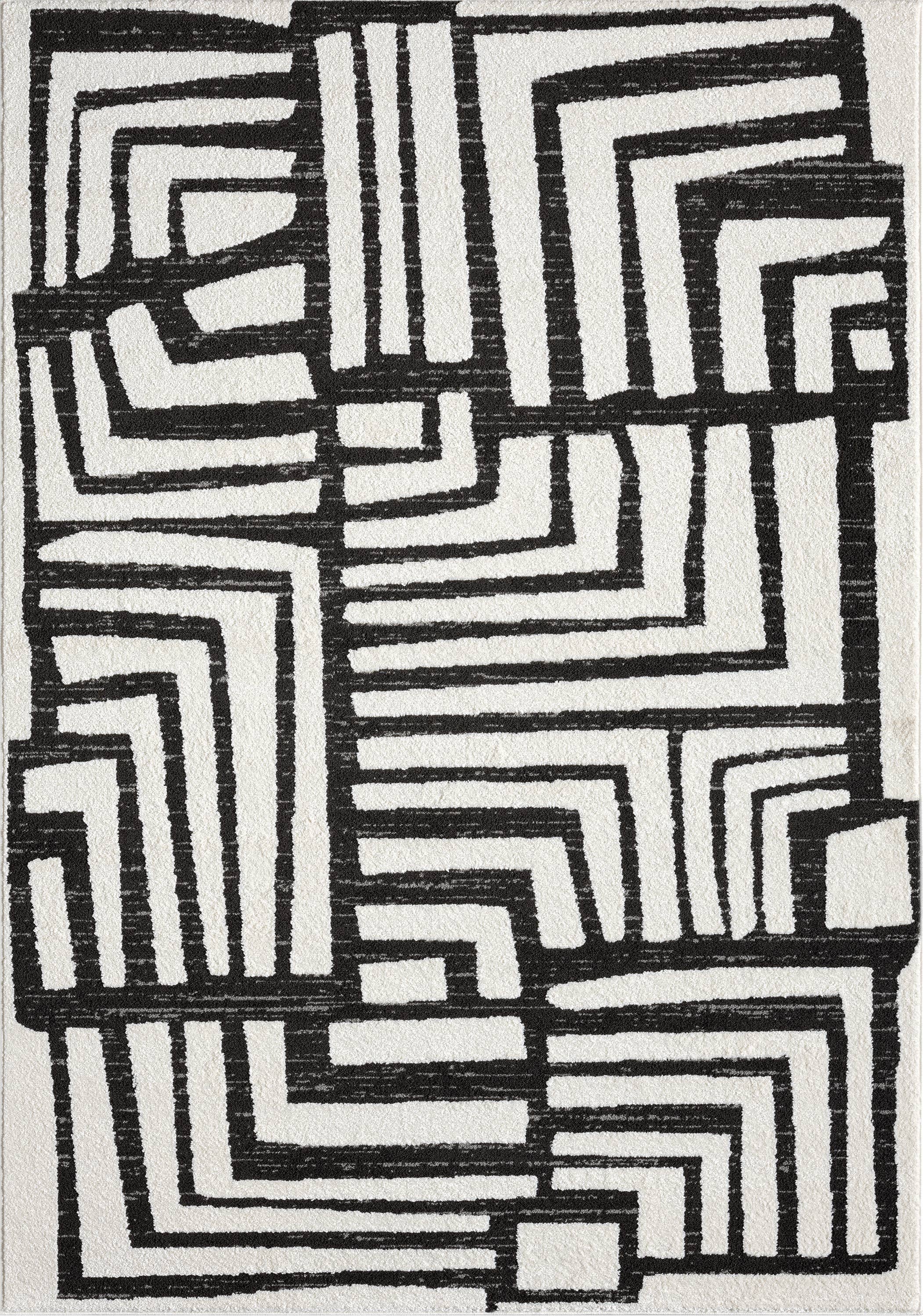 Abani Rugs Nomad NOM130A Cream Grey Multi-Box Pattern Rug: 2' x 3' - Decor Addict, LLC