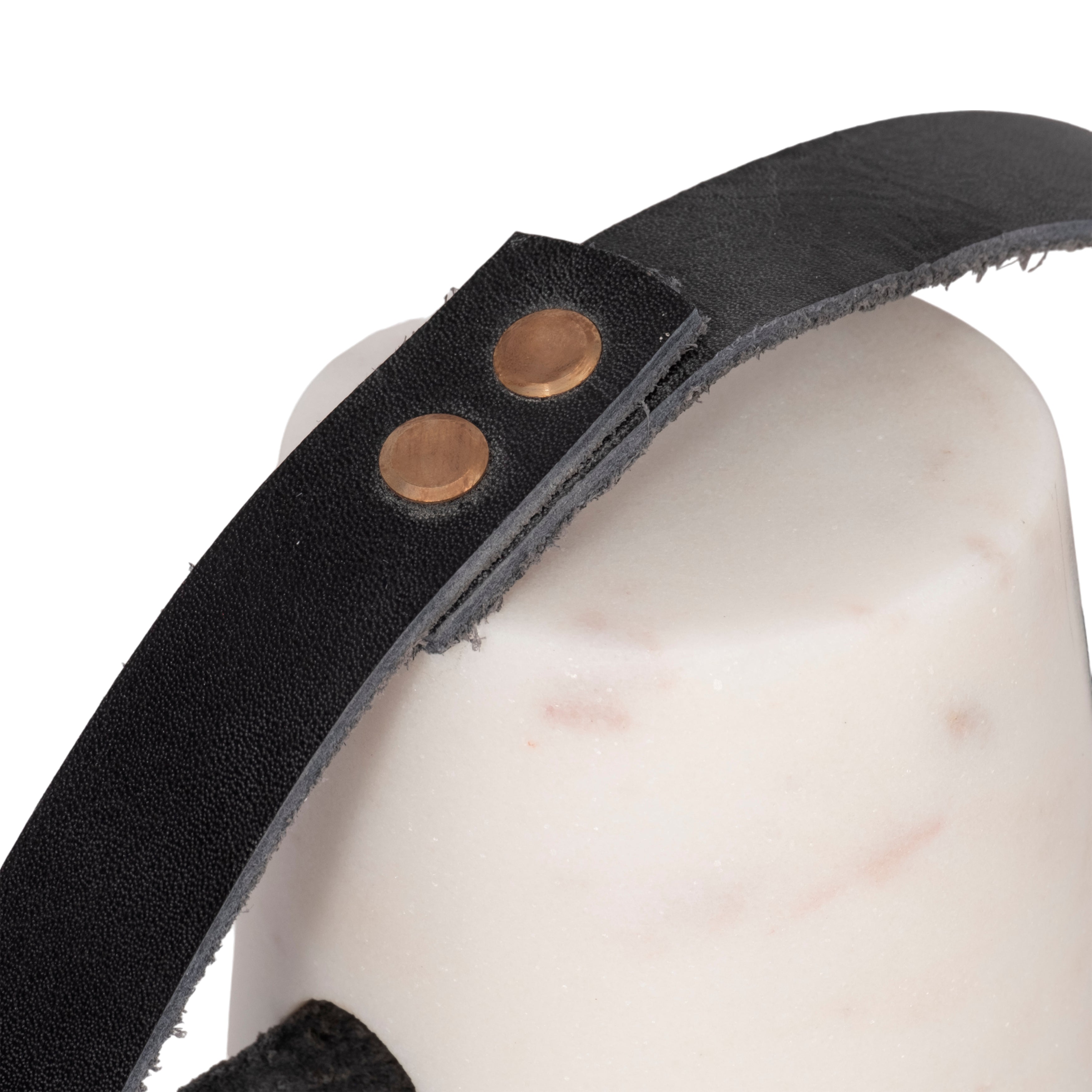 5" Marble Doorstop With Leather Handle, White/blac - Decor Addict, LLC