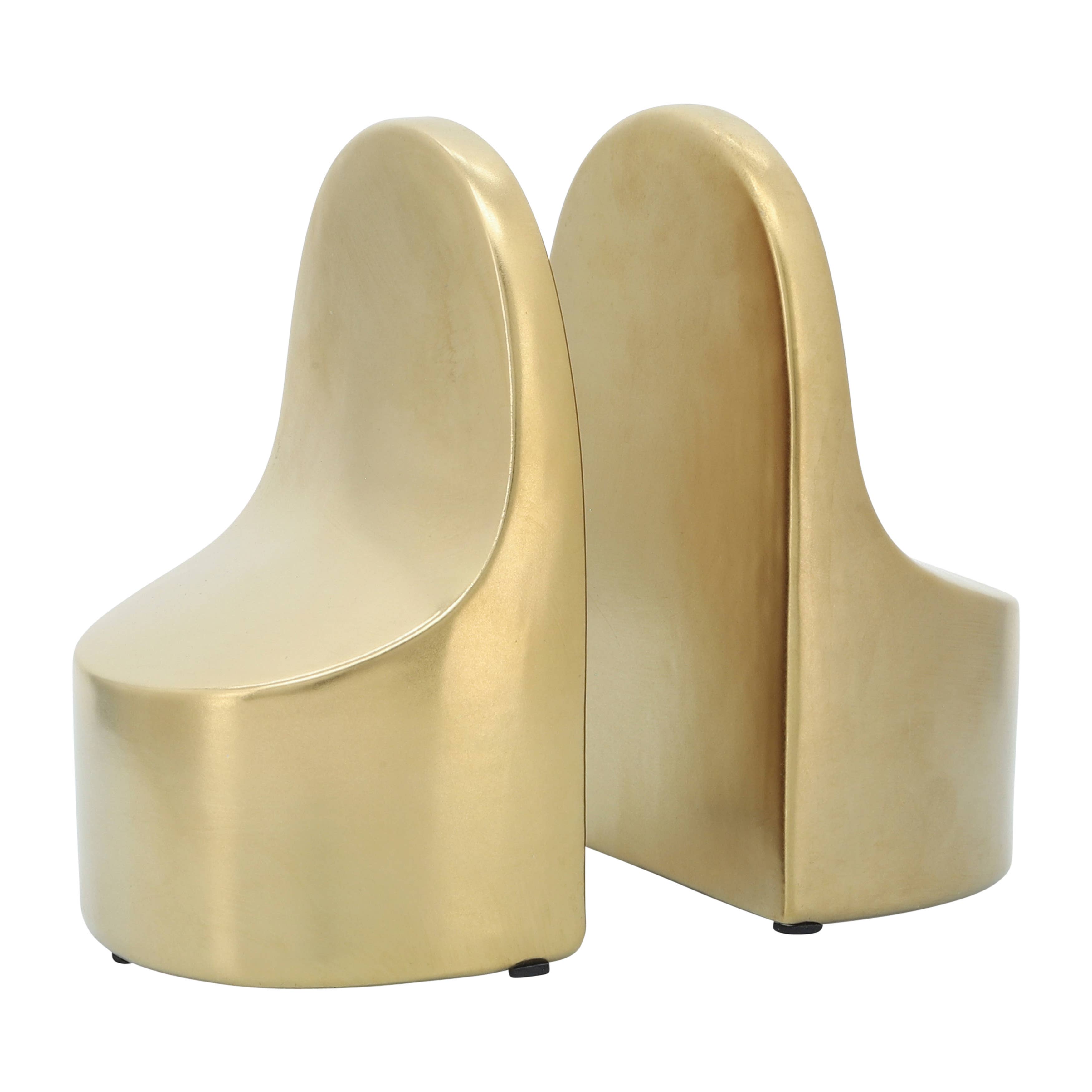 Bookends Set of 2 - Gold Ceramic Contemporary, 6 in. - Decor Addict, LLC