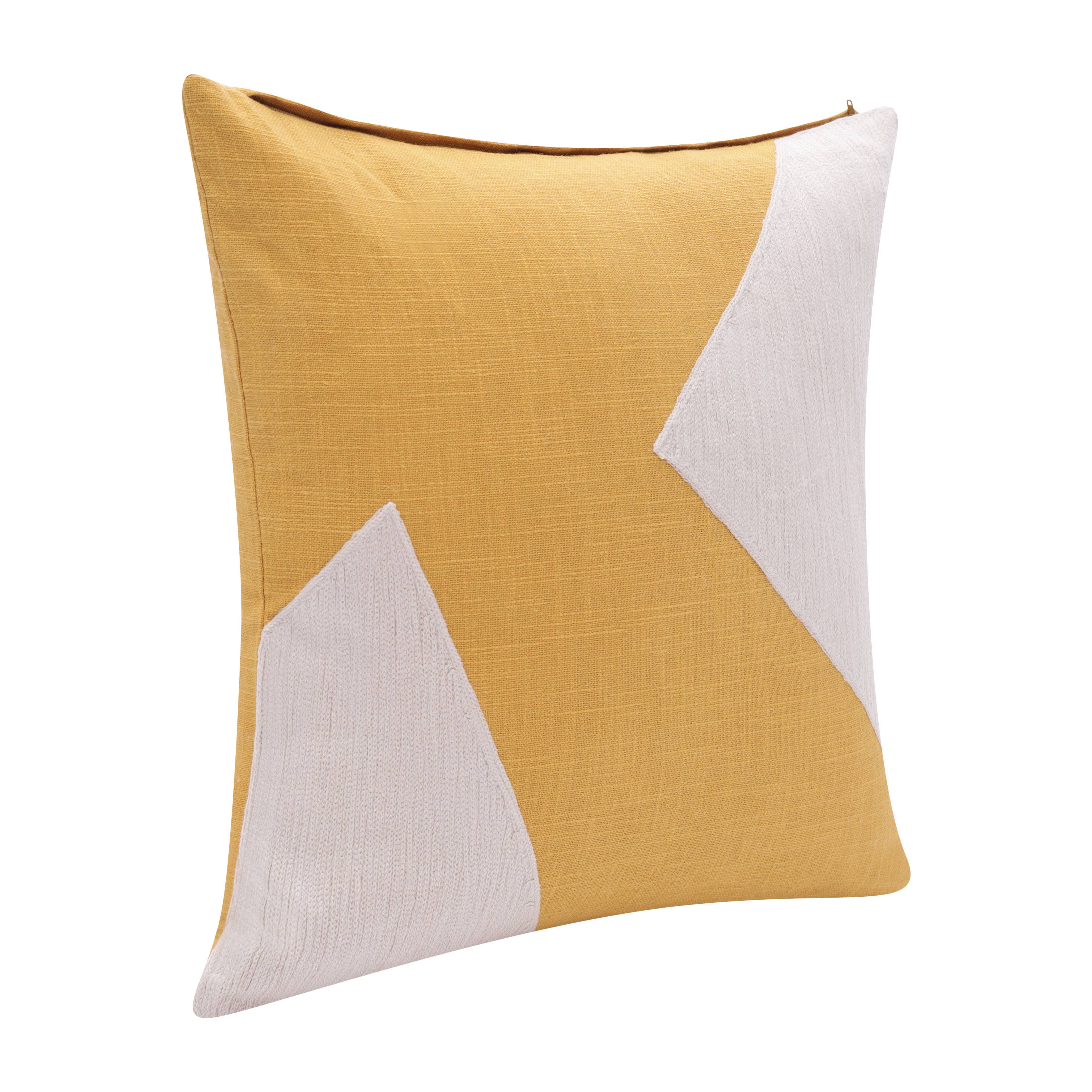 Ace Modern Colorblock Handmade Decorative Throw Pillow: Ochre/Ivory / 24" x 24" - Decor Addict, LLC