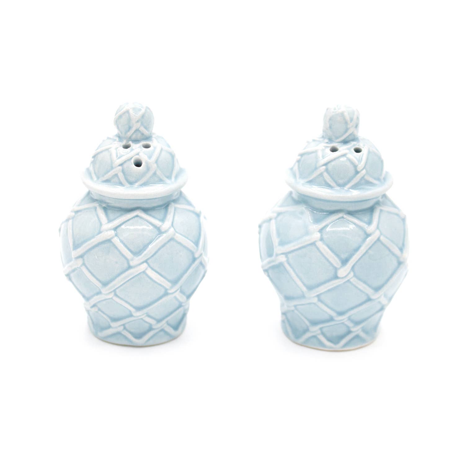 Light Blue Textured Jar Salt & Pepper Shaker Boxed Set - Decor Addict, LLC