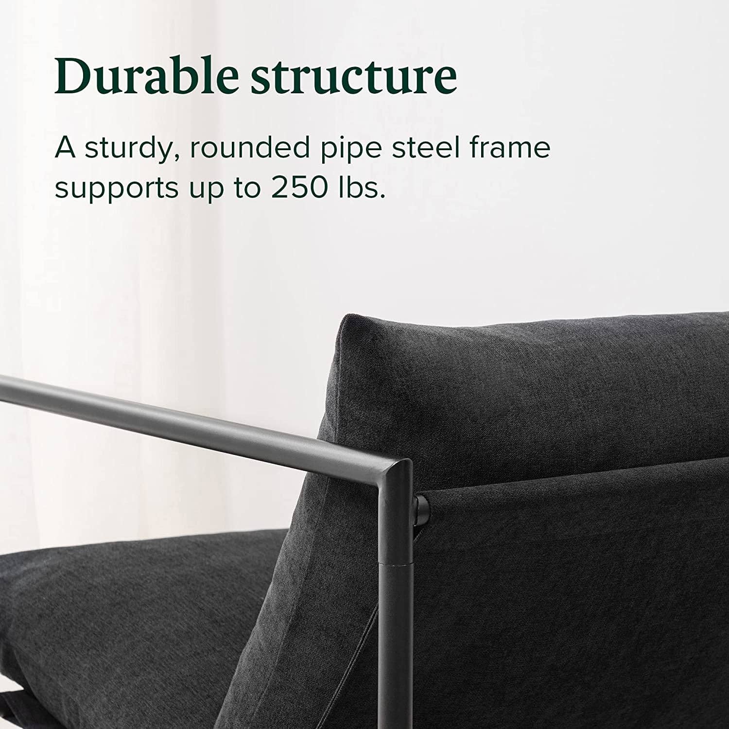 Black Metal Accent Chair with Shredded Foam Cushioning: Black - Decor Addict, LLC