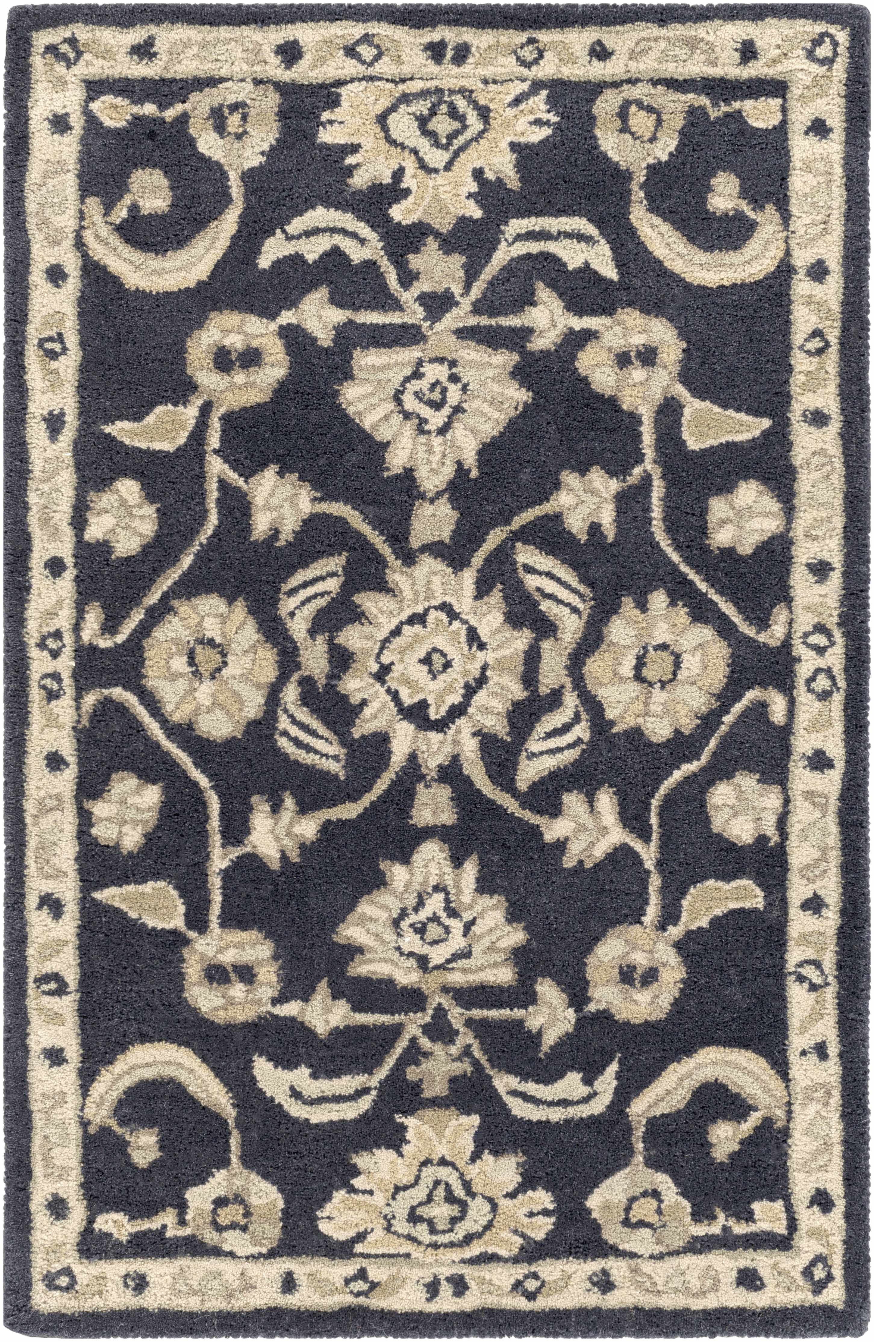 Copen Black Floral Wool Rug - Decor Addict, LLC