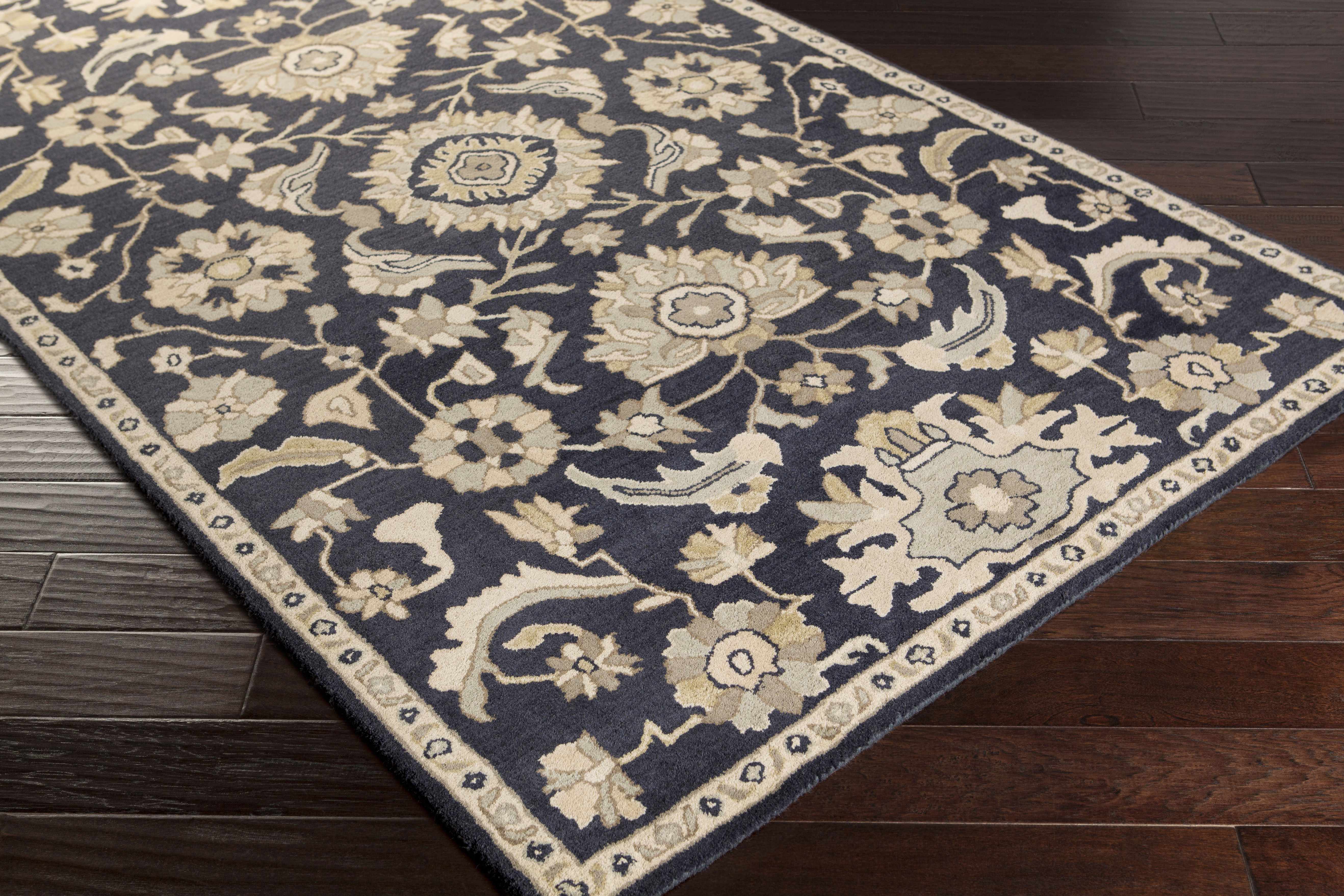 Copen Black Floral Wool Rug - Decor Addict, LLC