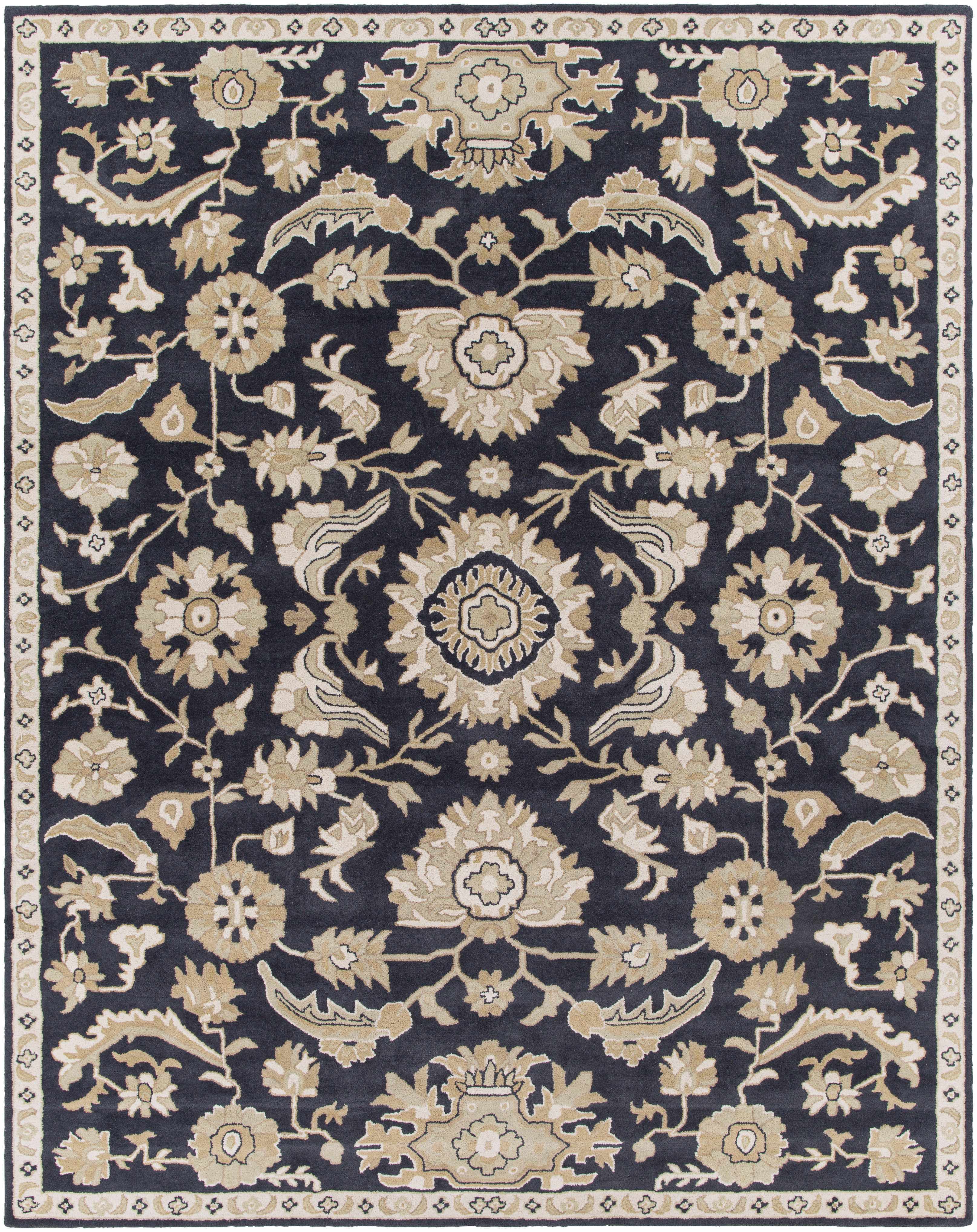 Copen Black Floral Wool Rug - Decor Addict, LLC