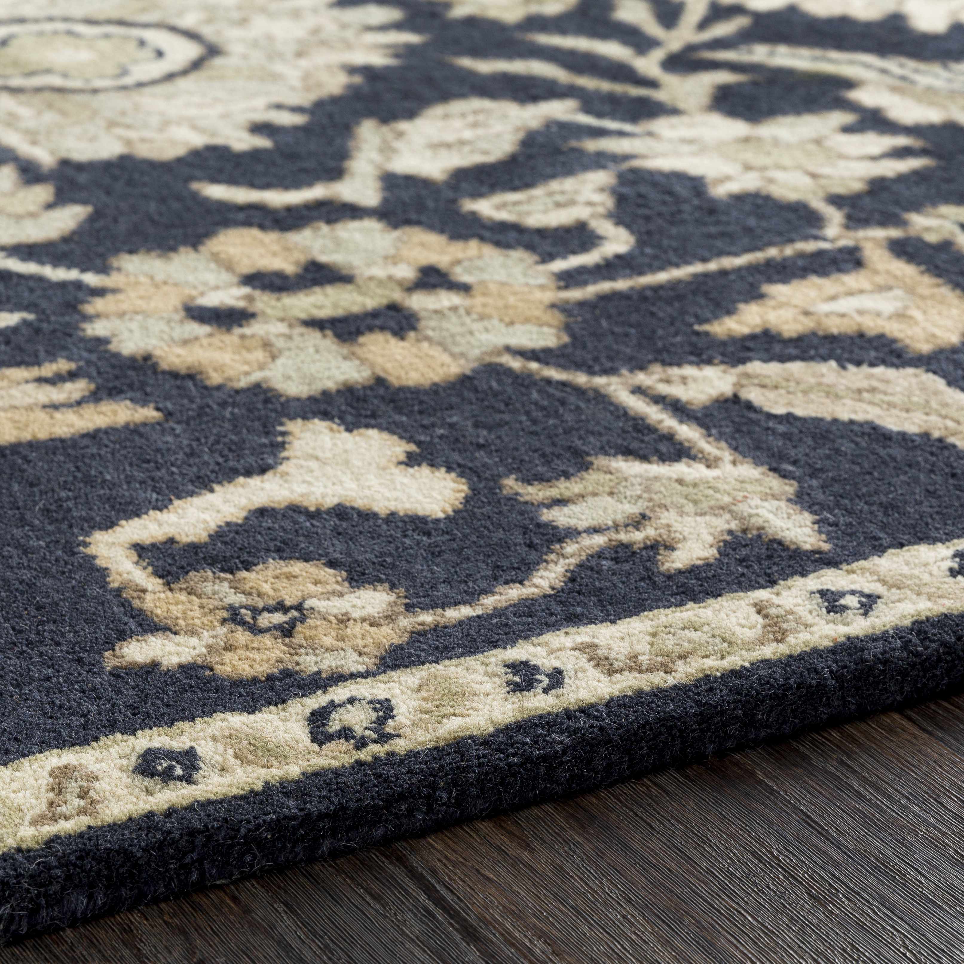 Copen Black Floral Wool Rug - Decor Addict, LLC