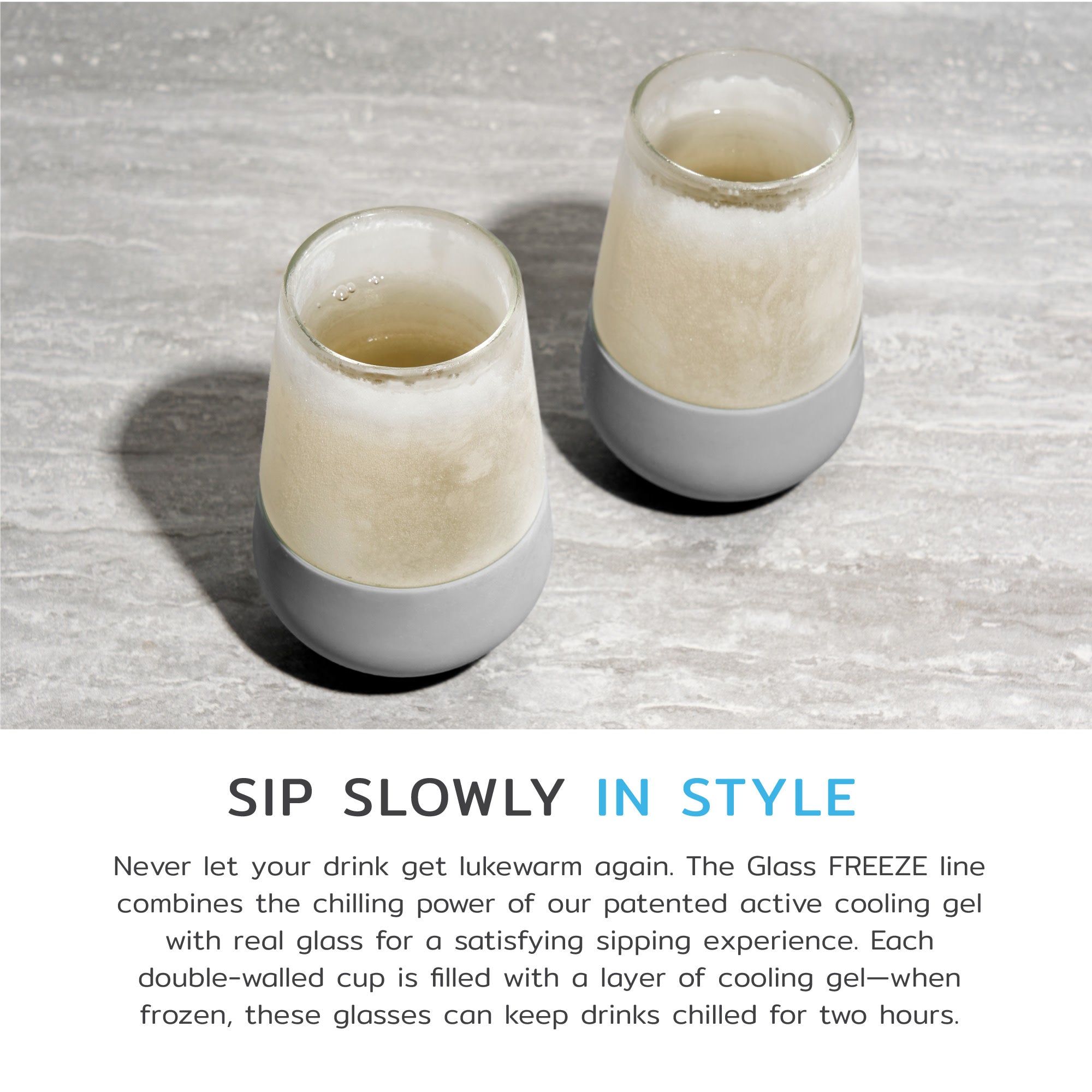 Glass Wine FREEZE™ in Gray, Set of 2 - Decor Addict, LLC