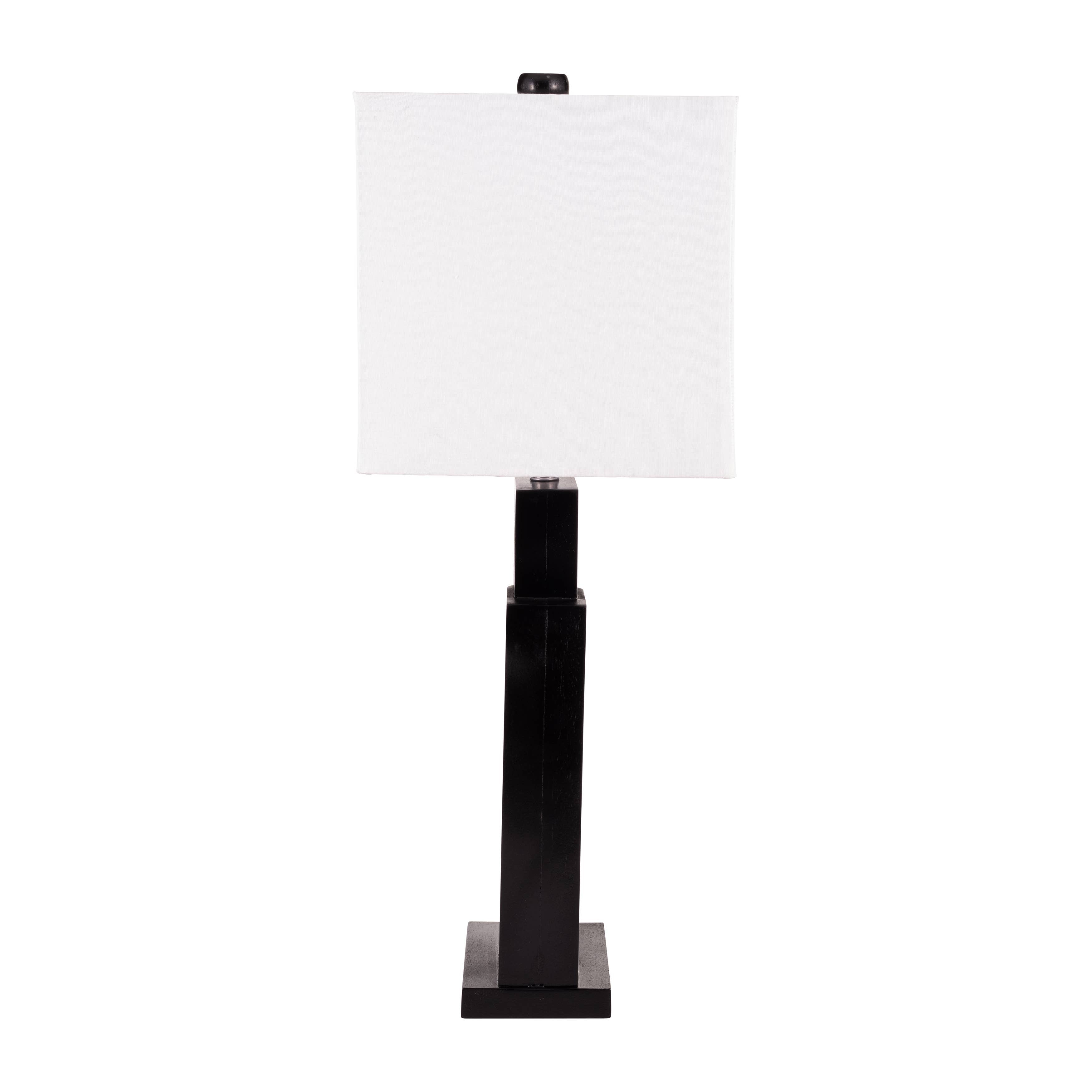 Wood, 27"h Geometric Lamp, Black - Decor Addict, LLC
