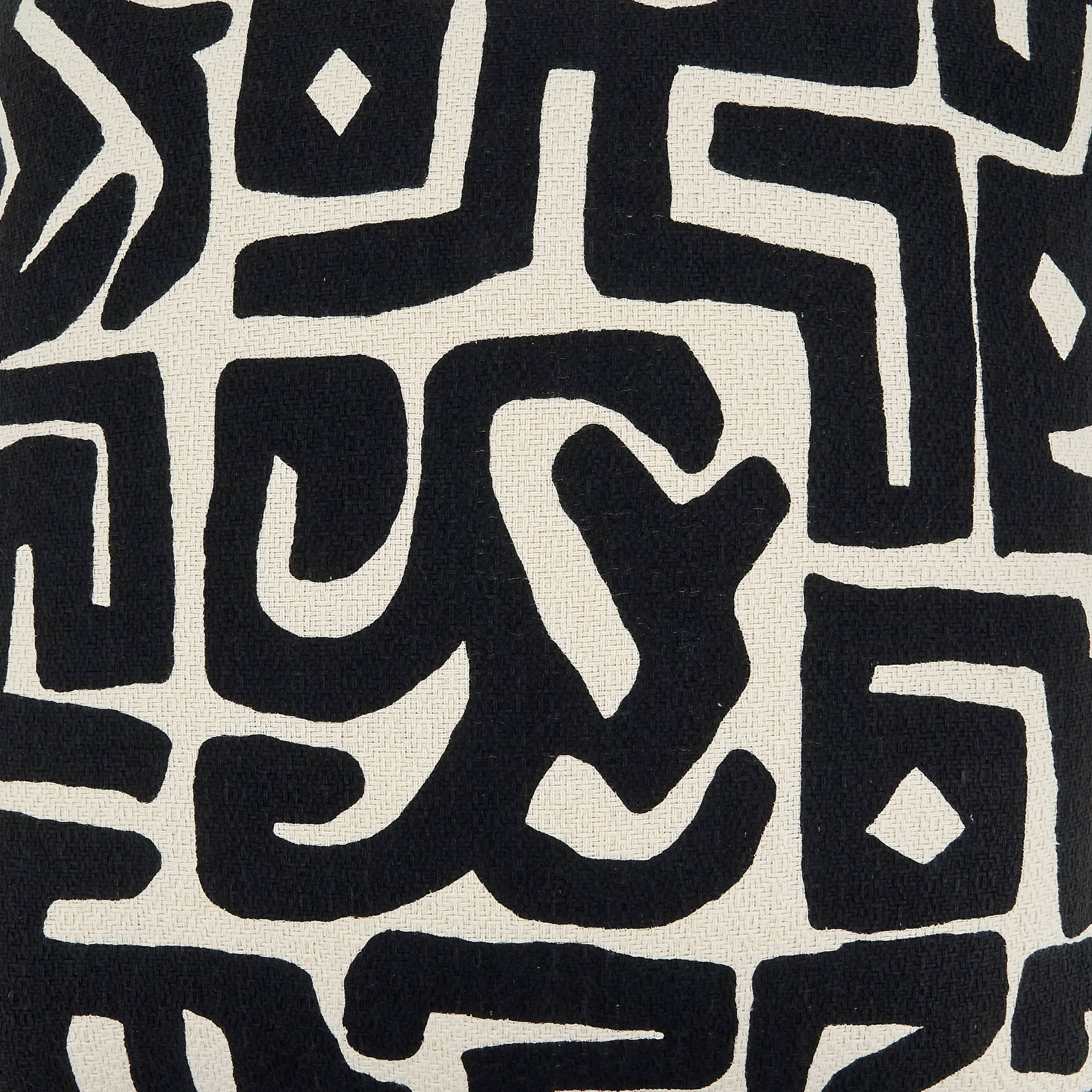 Throw Pillow With Kuba Cloth Design: Black/White / Down Filled / 22" - Decor Addict, LLC