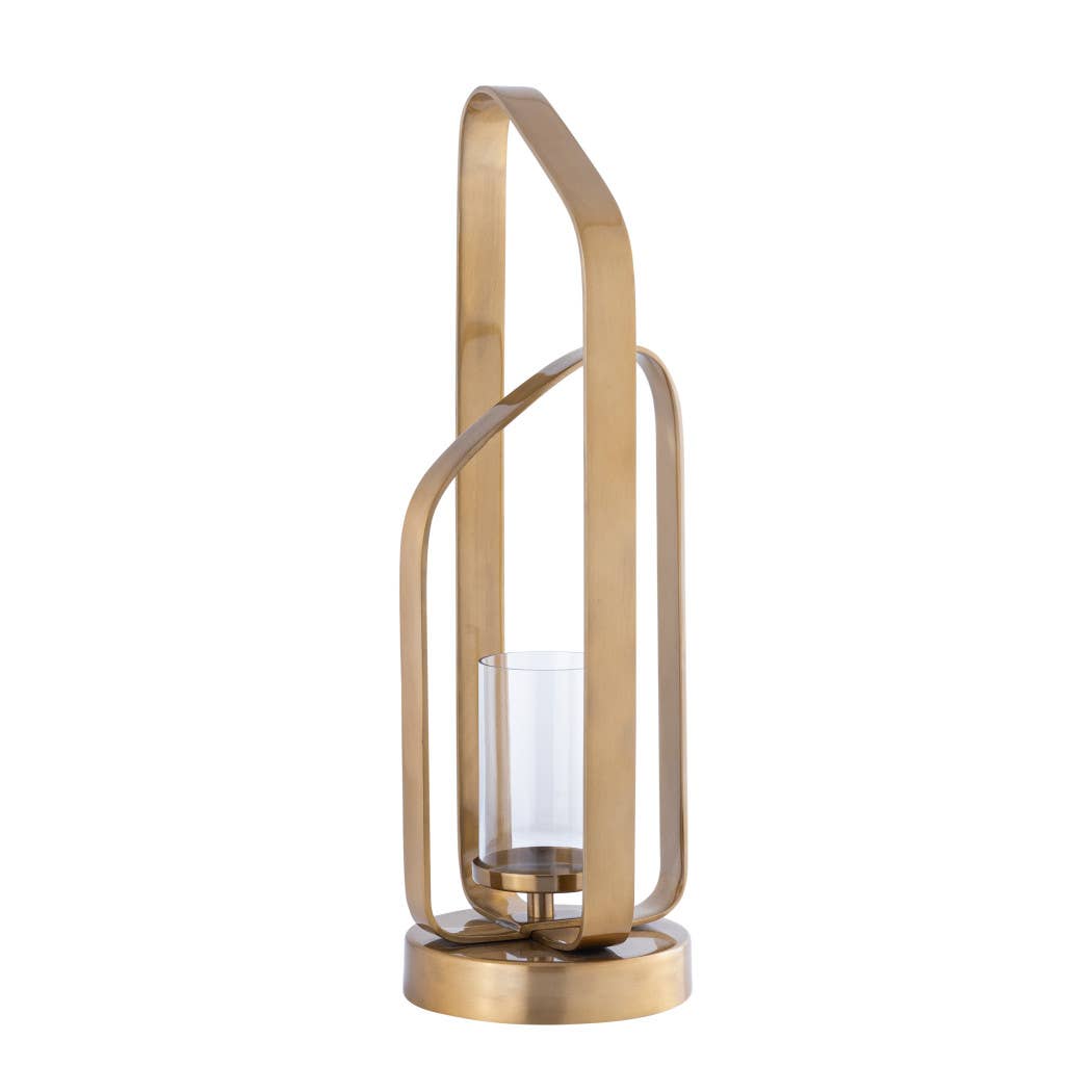 Candle Holder - Gold Metal Stylish Hurricane, 21 in. - Decor Addict, LLC