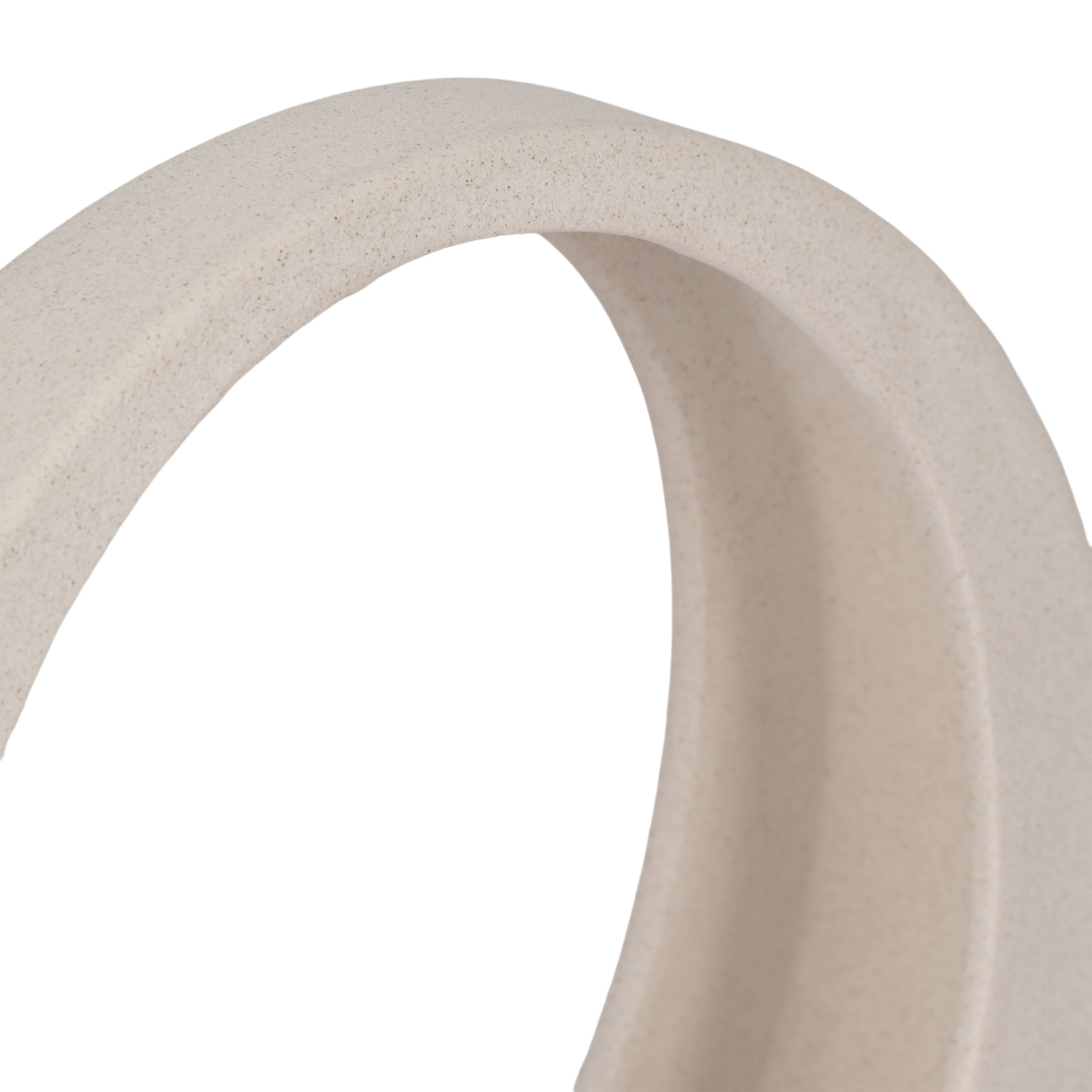 Stoneware Modern Sand Glaze Loop Sculpture - White, 11 in.