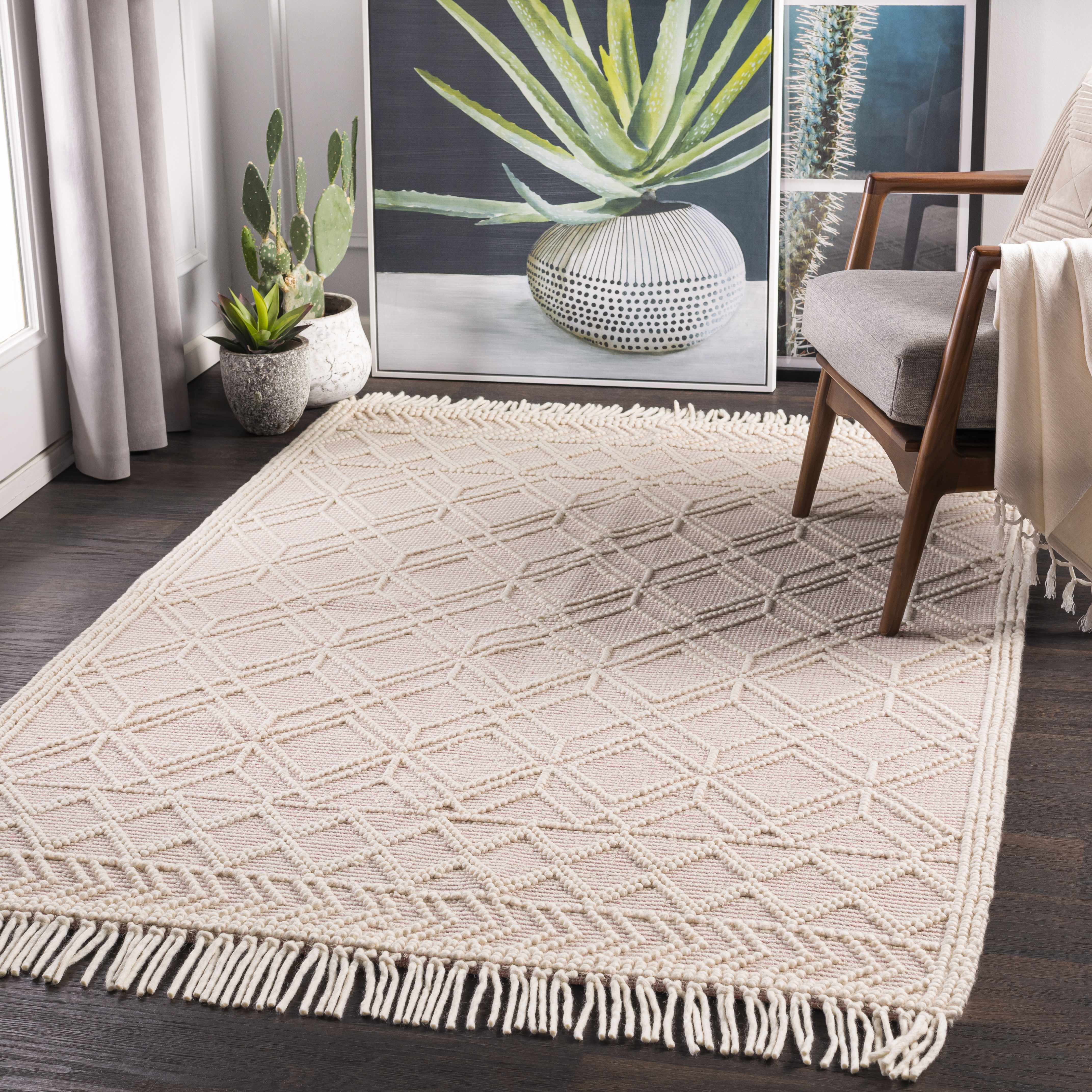 Ramsbury Pink Trellis Wool Rug - Decor Addict, LLC