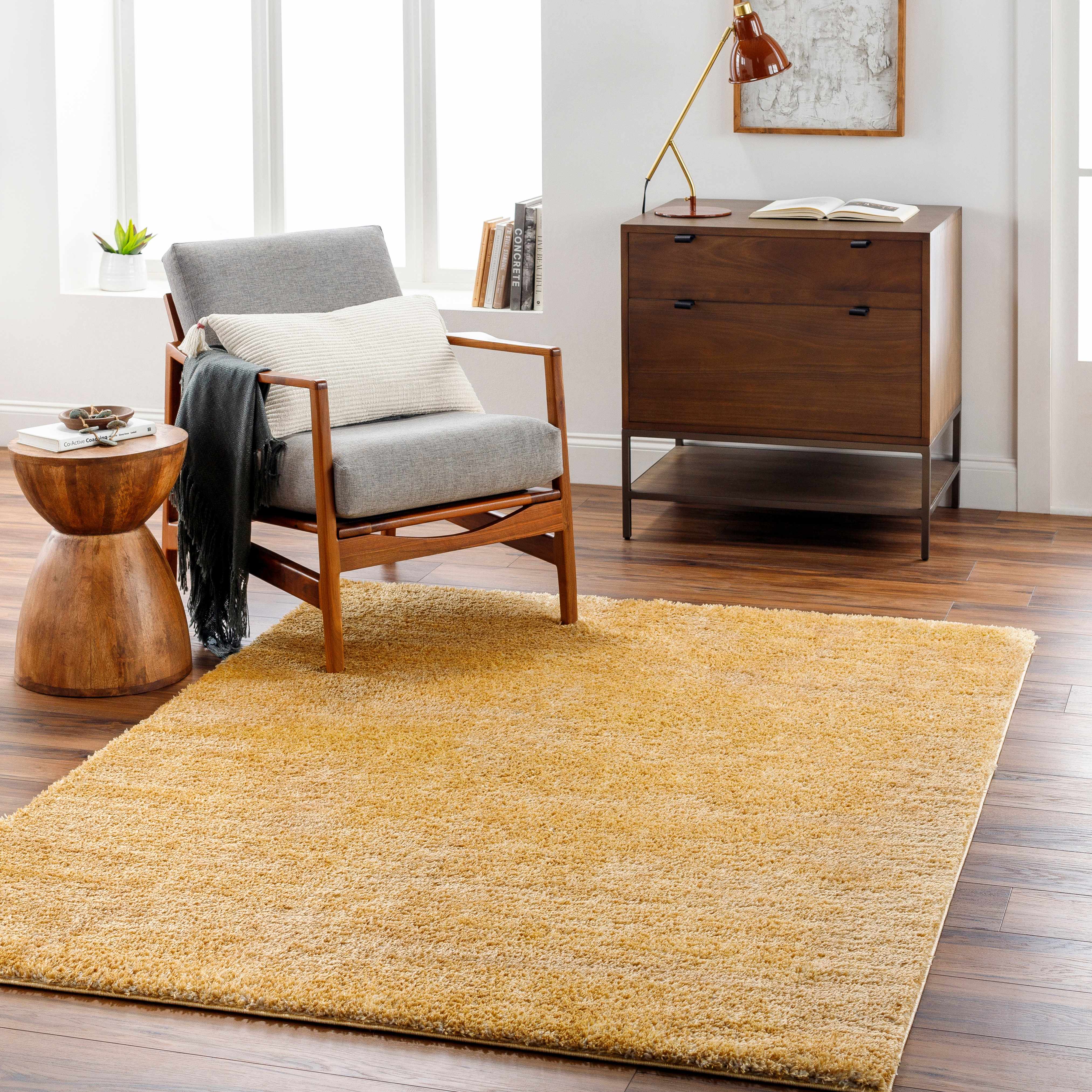 Heavenly Solid Mustard Plush Rug - Decor Addict, LLC