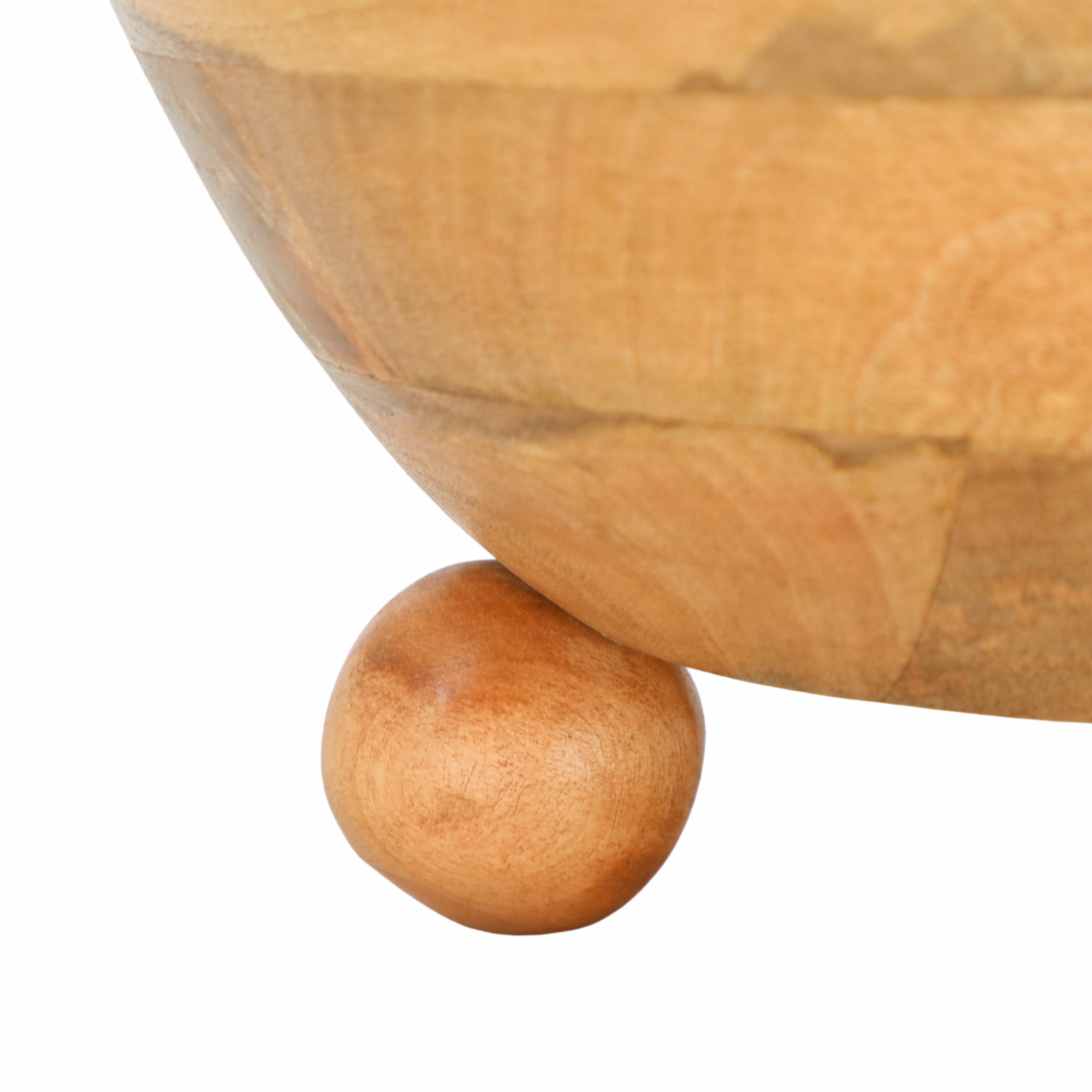 12" Bowl With Ball Feet, Nat - Decor Addict, LLC