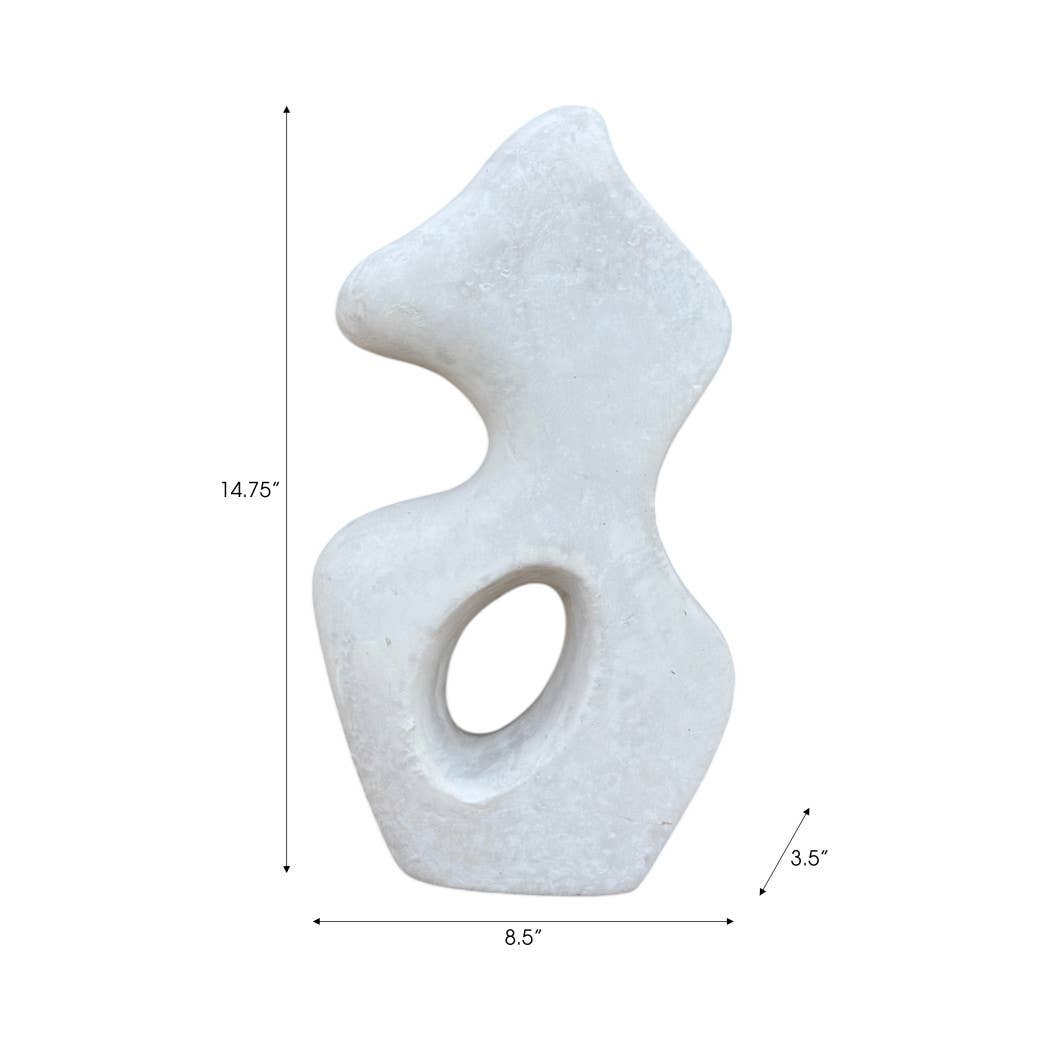 Ceramic Modern Curved Squiggle Sculpture - White, 15 in. - Decor Addict, LLC