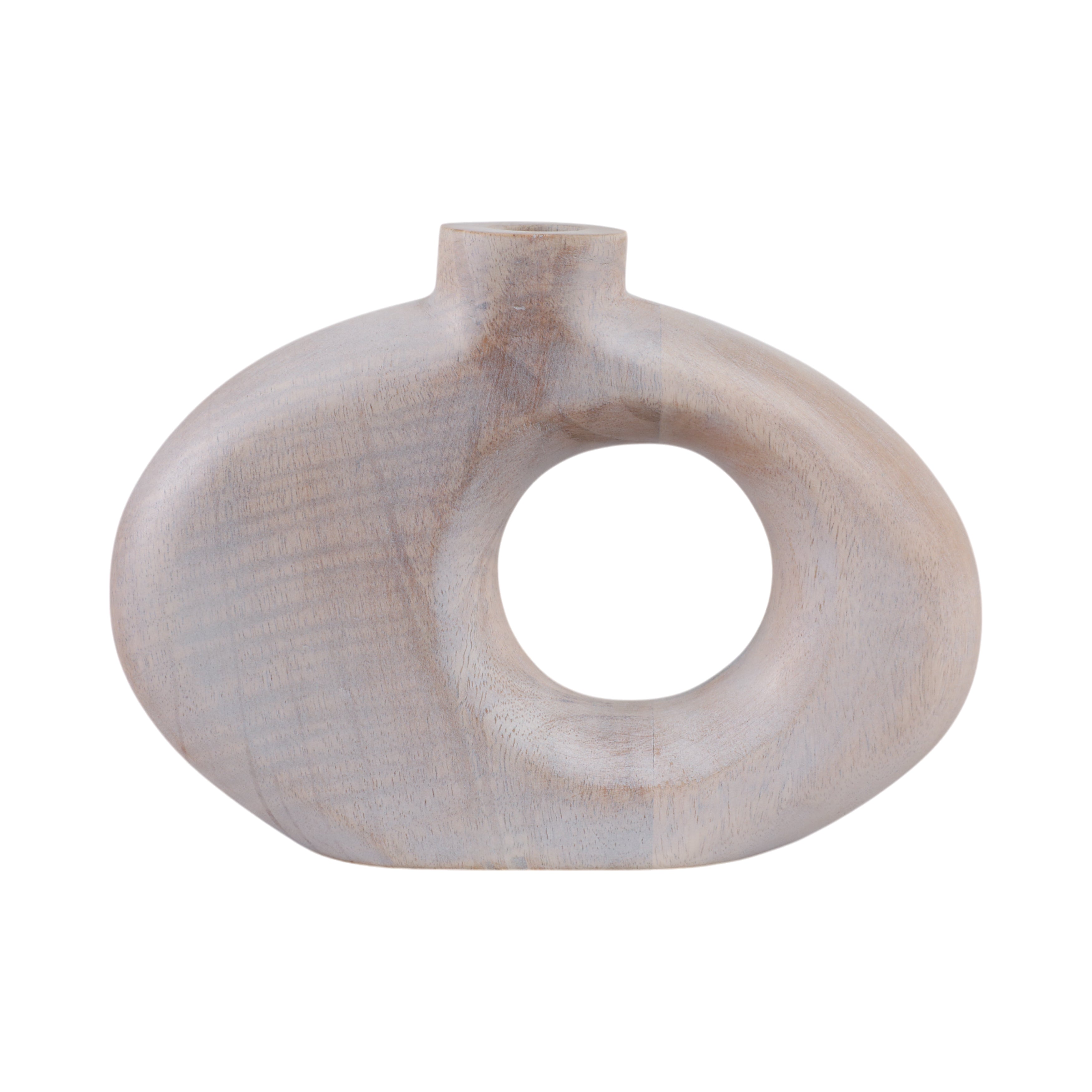 10x7" Cut-out Wood Vase, Whitewash - Decor Addict, LLC