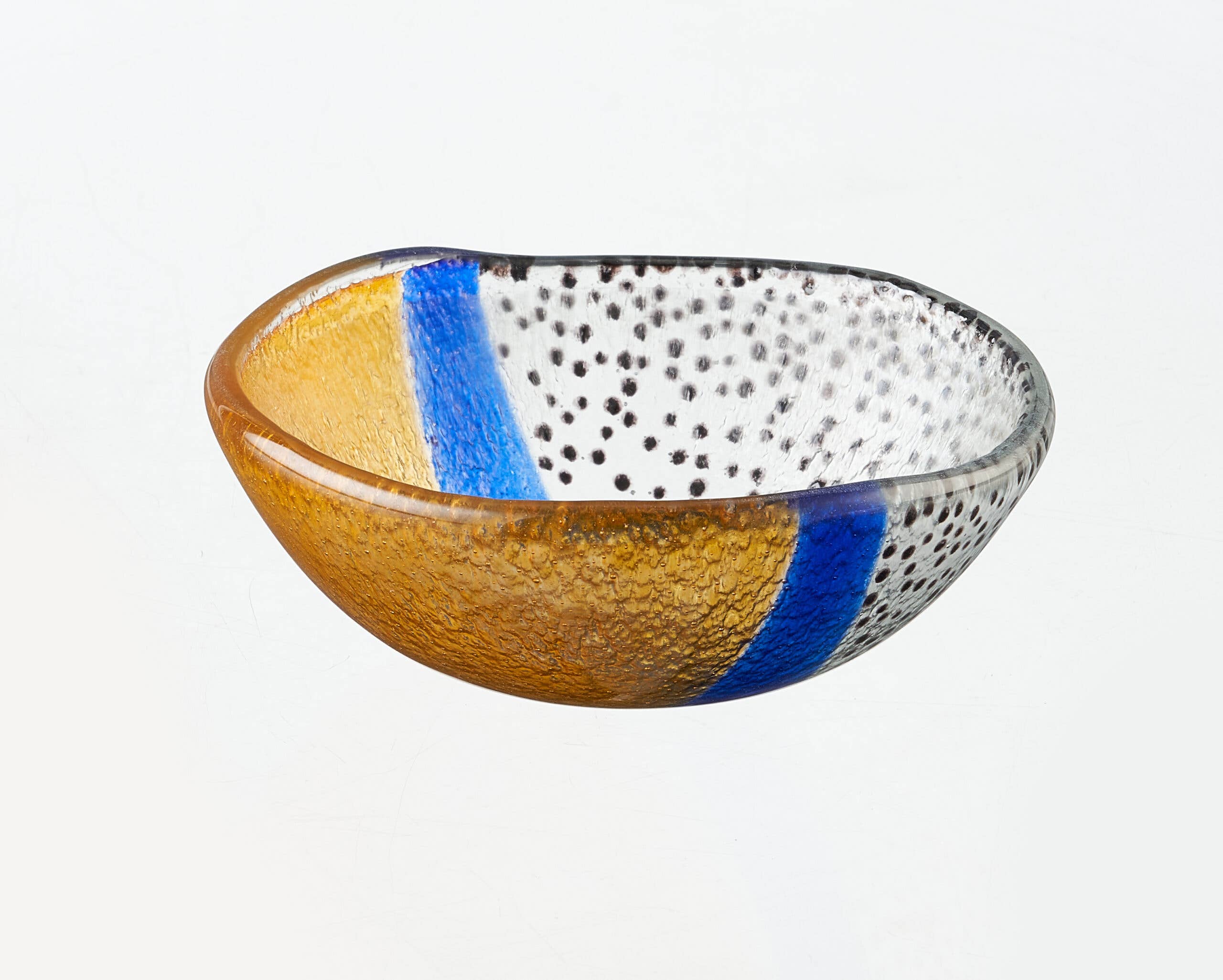 Safari Bowl Tray 12x5 Black, Blue & Yellow: Black, Blue & Yellow / Glass - Decor Addict, LLC