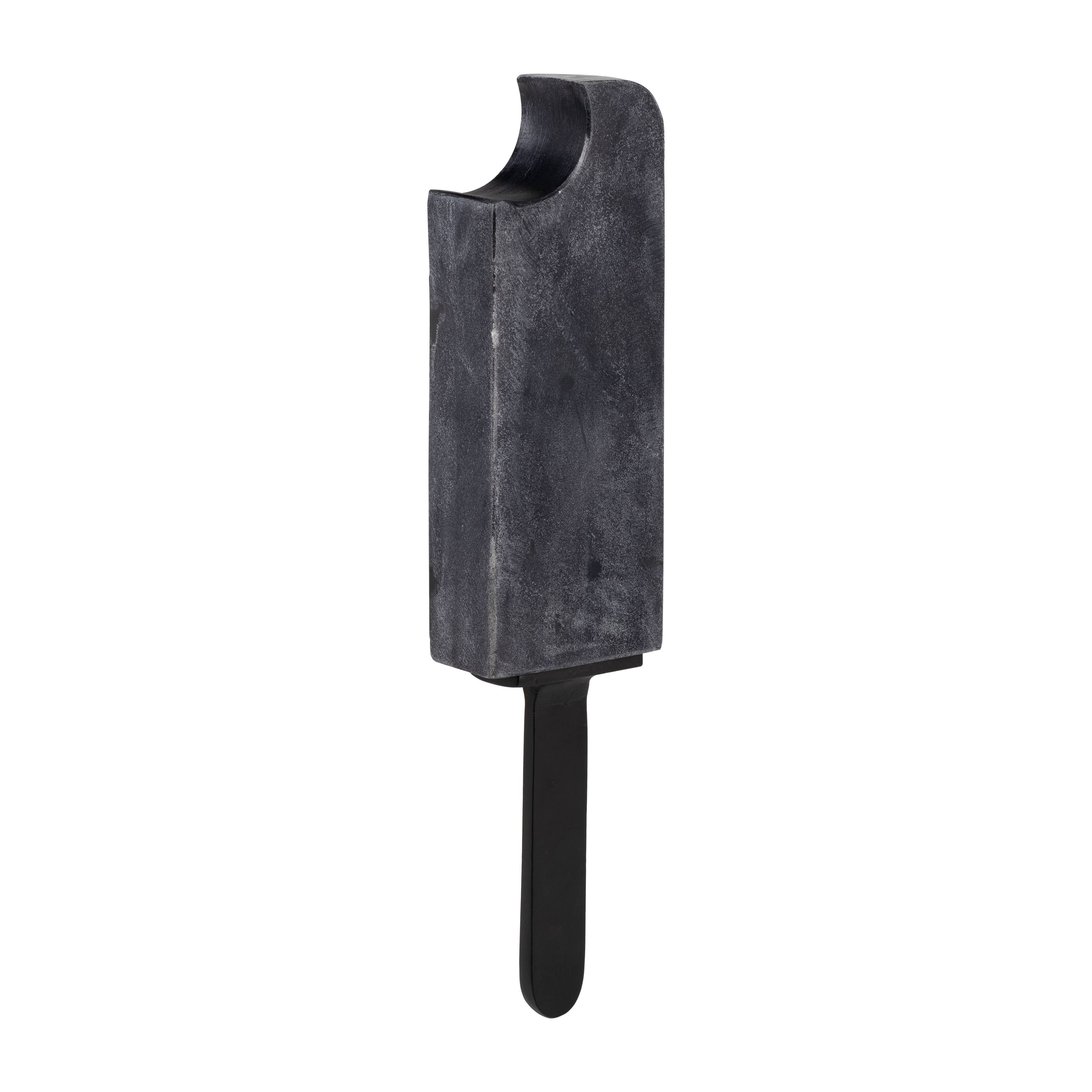 Black 13 in. Aluminum and Marble Bitten Popsicle Figurine - Decor Addict, LLC