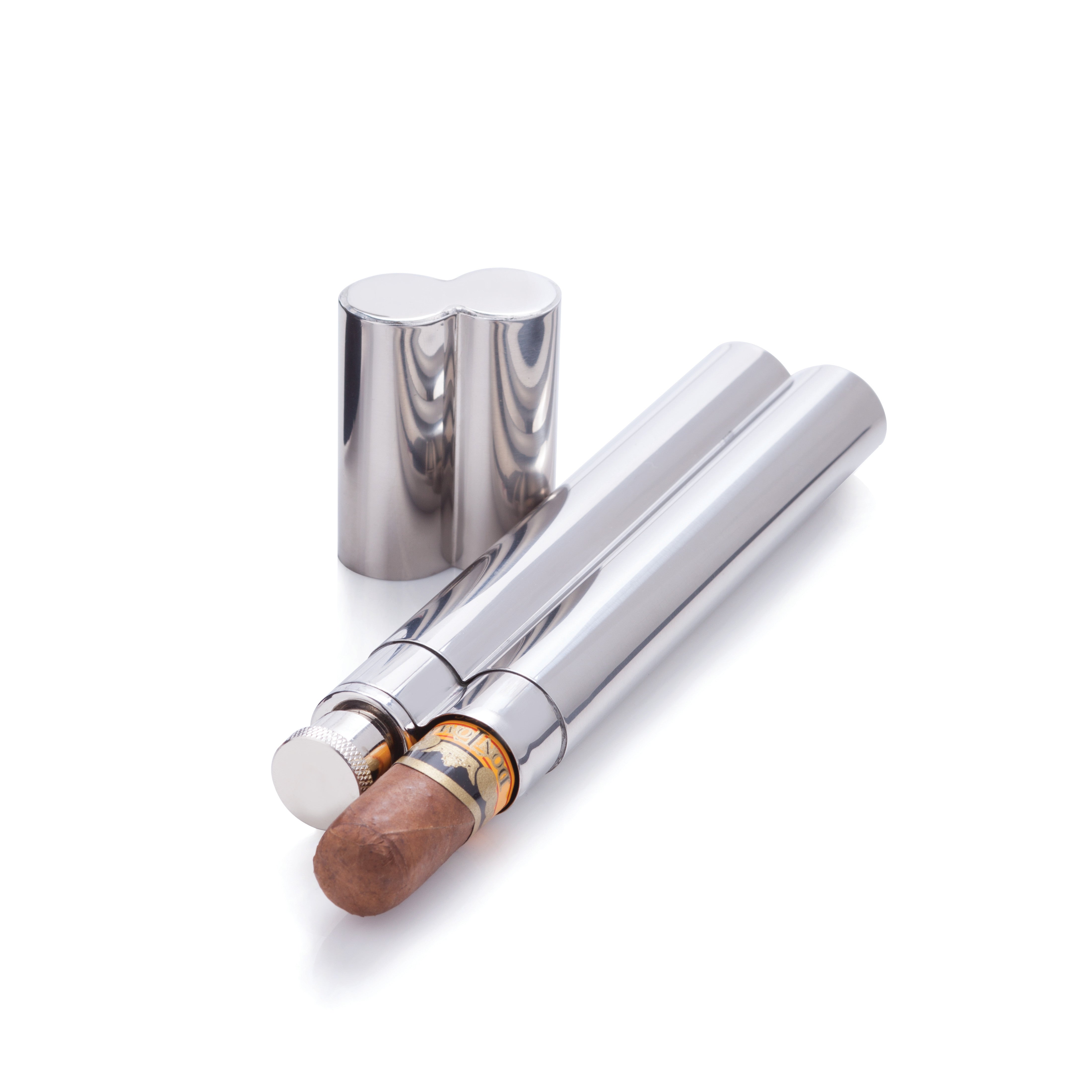 Stainless Steel Cigar Holder and Flask - Decor Addict, LLC