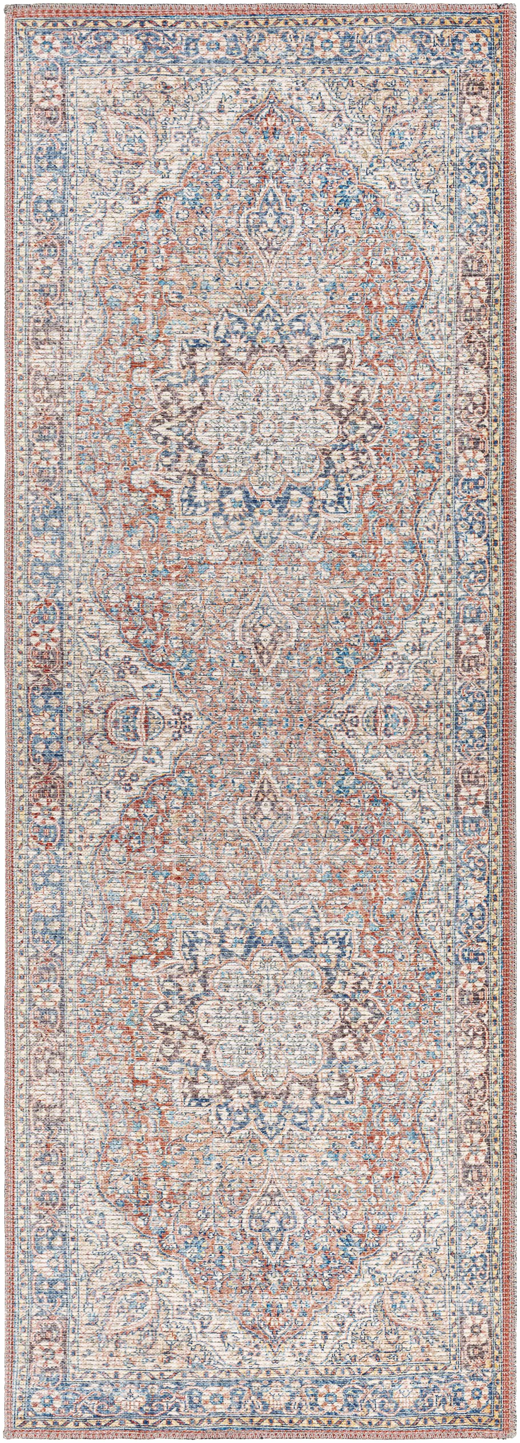 Cream Rust Maribojoc Medallion Washable Area Rug - Decor Addict, LLC