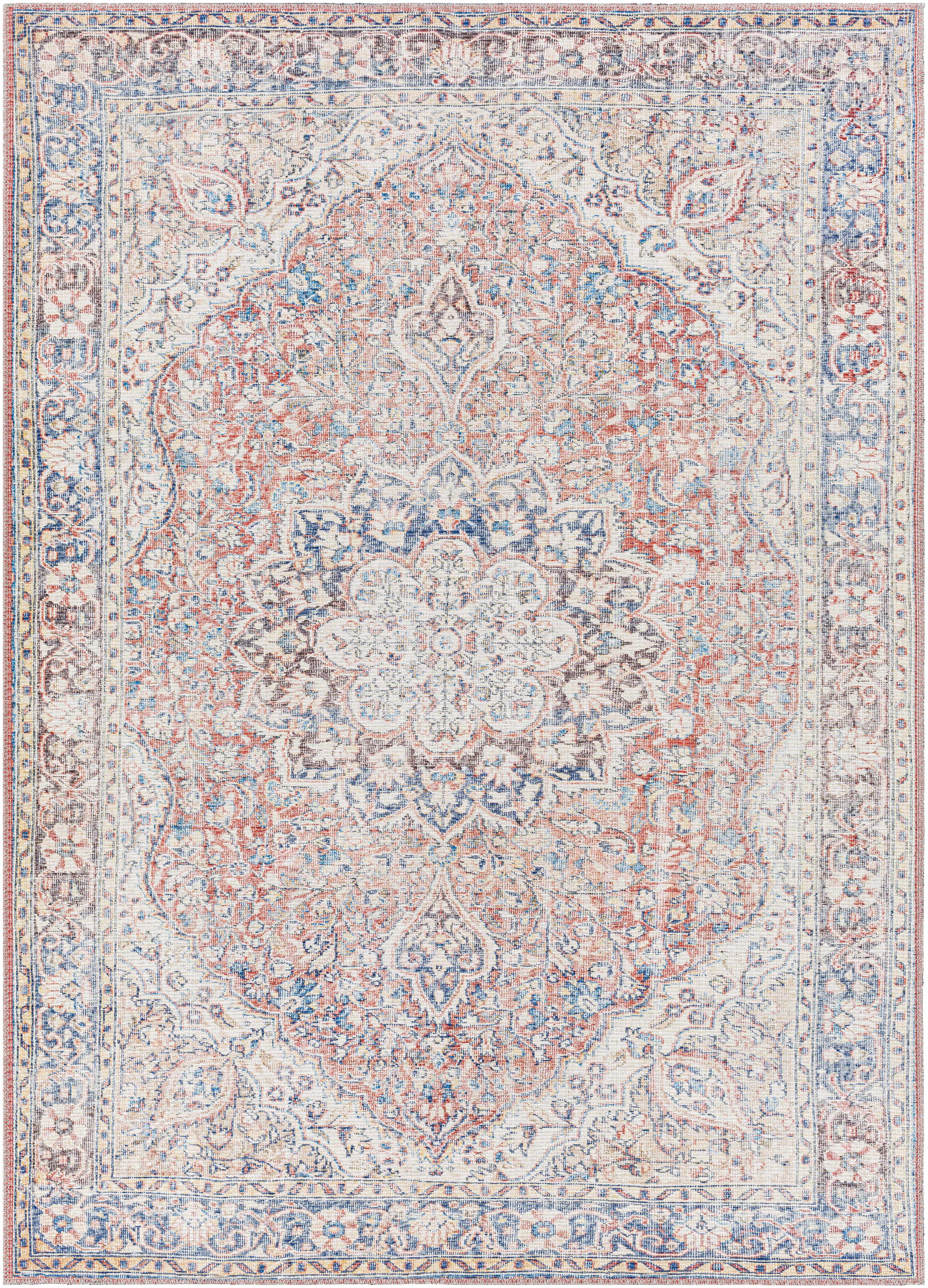 Cream Rust Maribojoc Medallion Washable Area Rug - Decor Addict, LLC