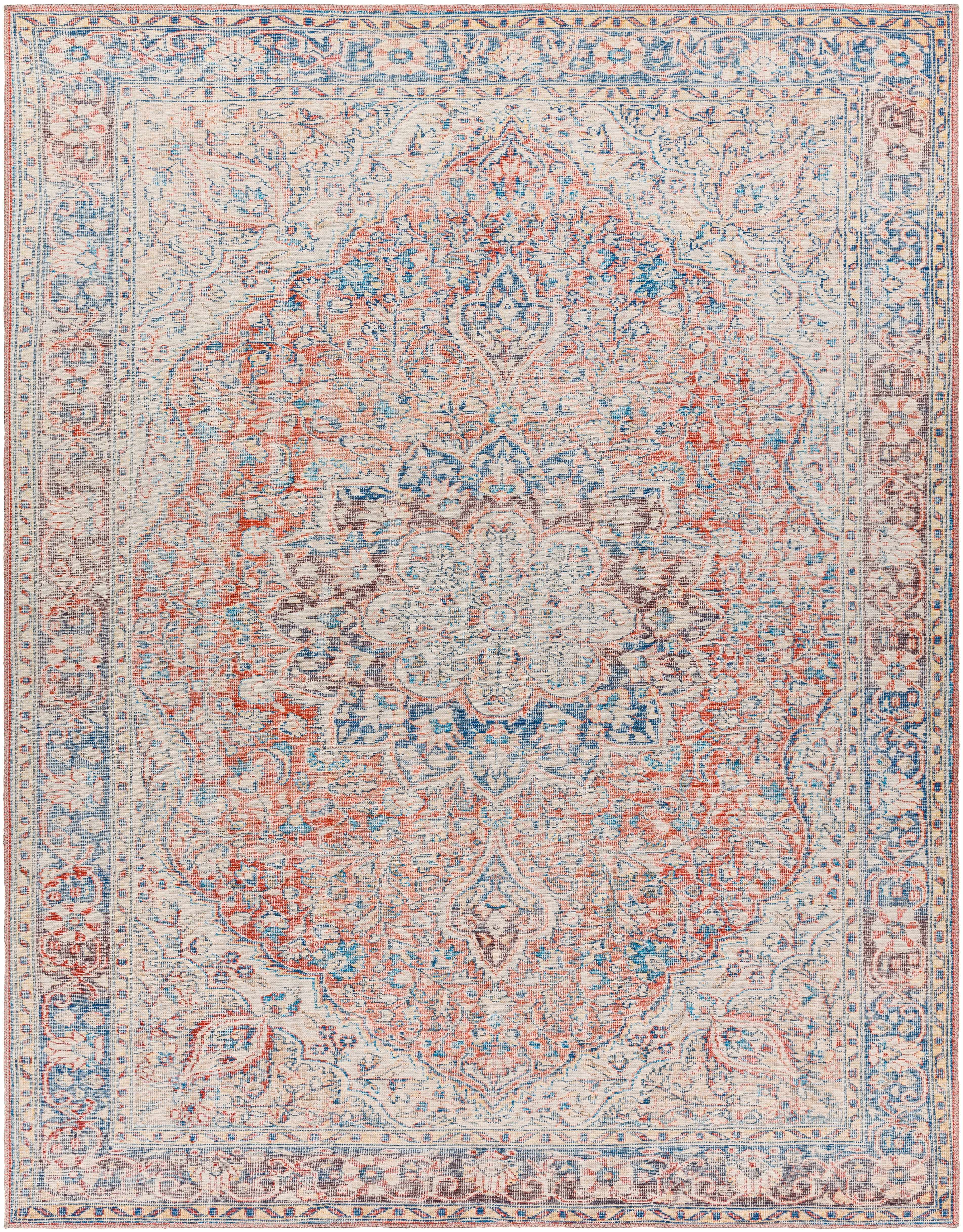Cream Rust Maribojoc Medallion Washable Area Rug - Decor Addict, LLC