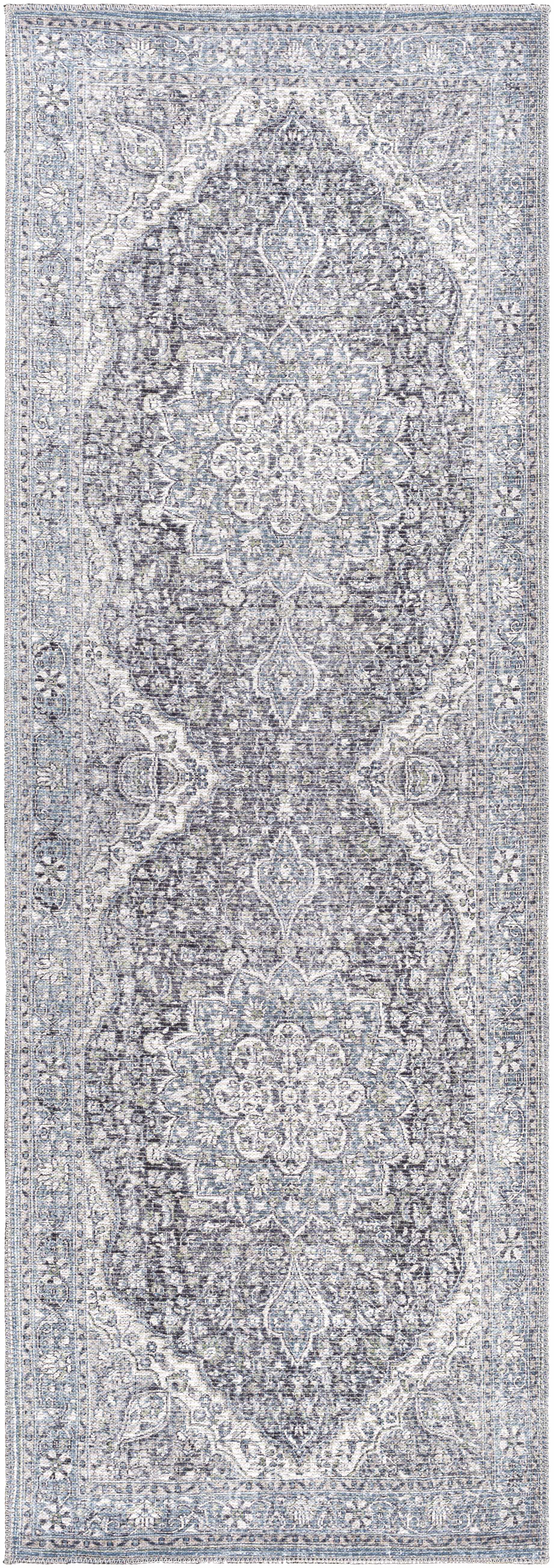 Tavas Blue Medallion Washable Rug - Decor Addict, LLC