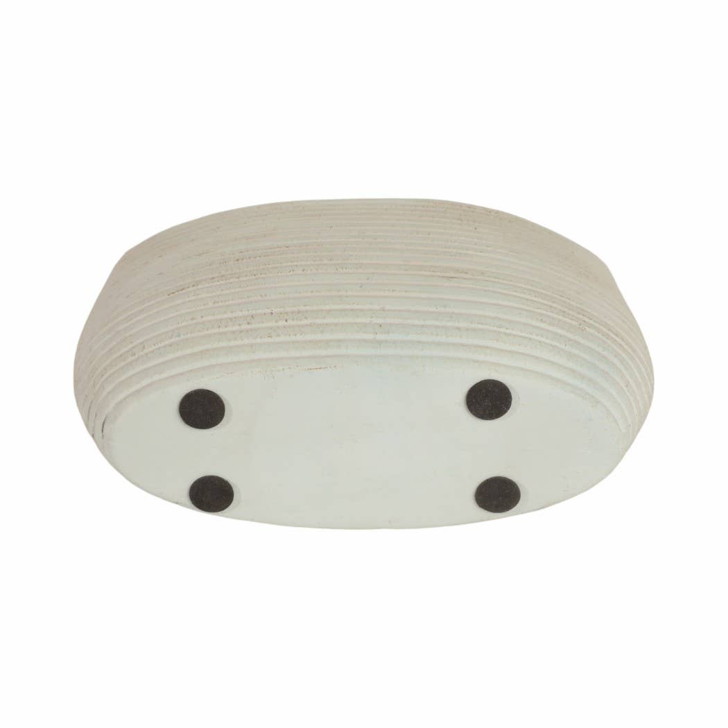 Decorative Vase - Teal Ceramic Small Ribbed Oval, 14 in. - Decor Addict, LLC