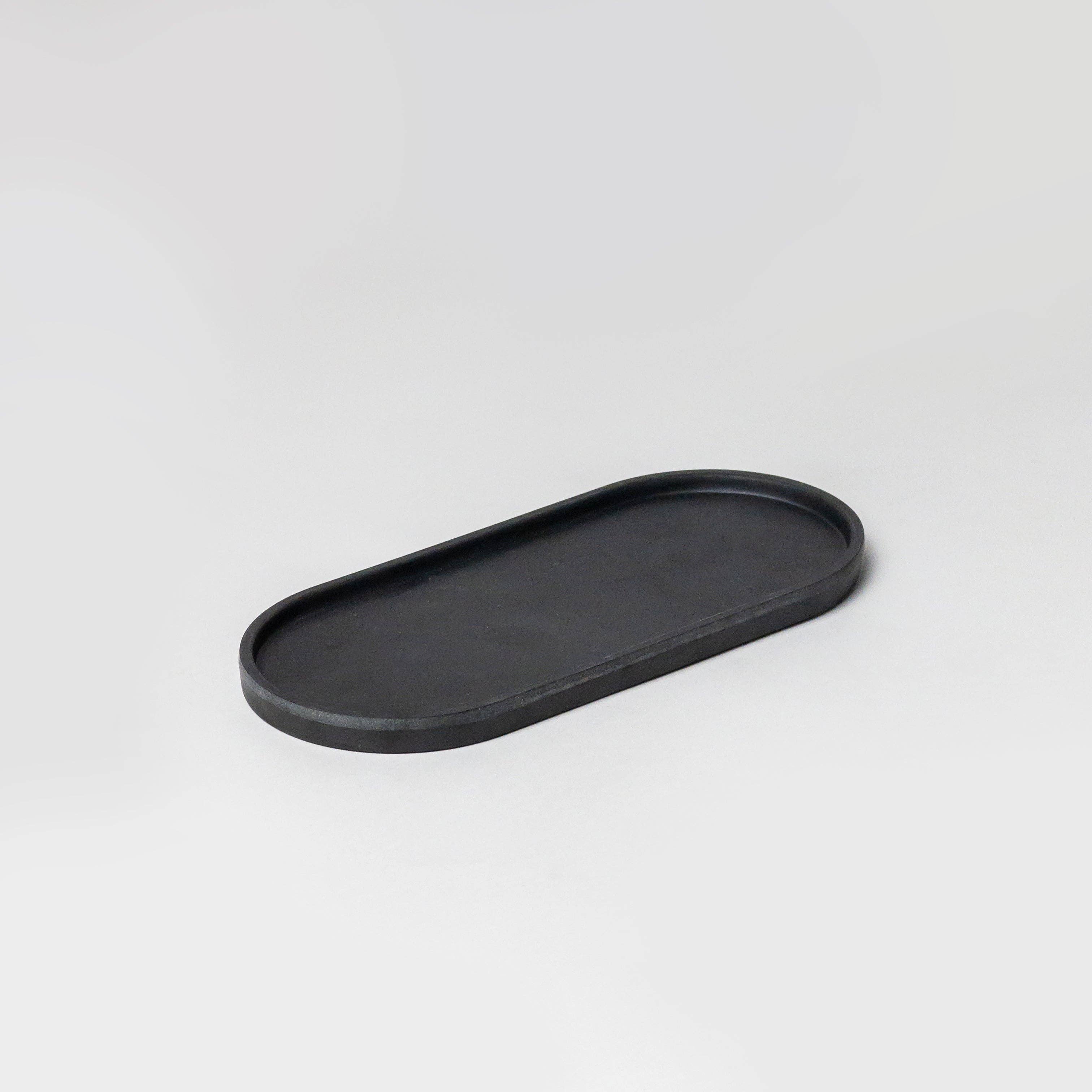 8.5” Upcycled Oval Decor Trays: Bamboo Fibre Black - Decor Addict, LLC