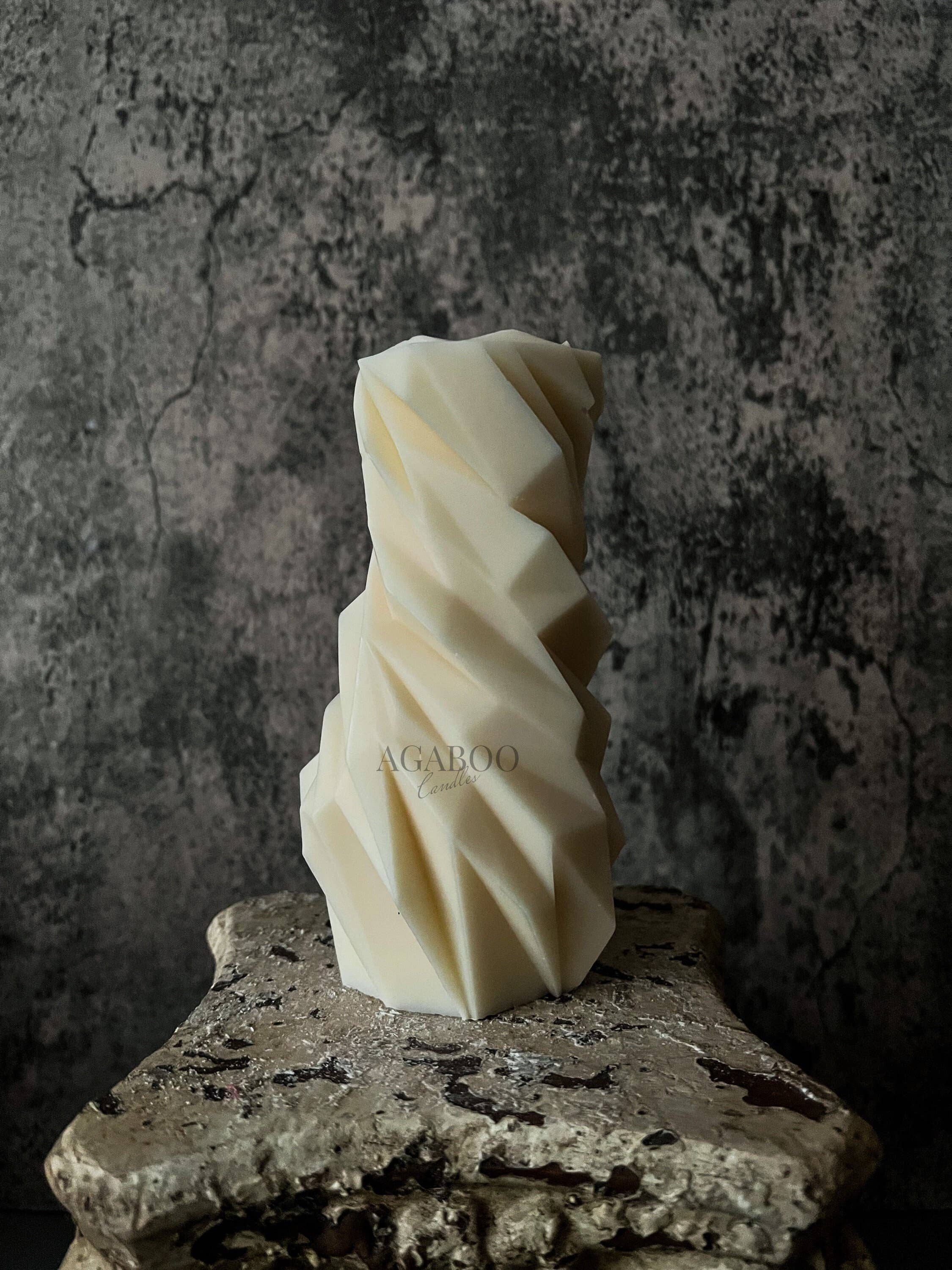 Unique Diamond Shape Candle 5.75x2.5in - Shaped: Peach / Santal & Coconut - Decor Addict, LLC