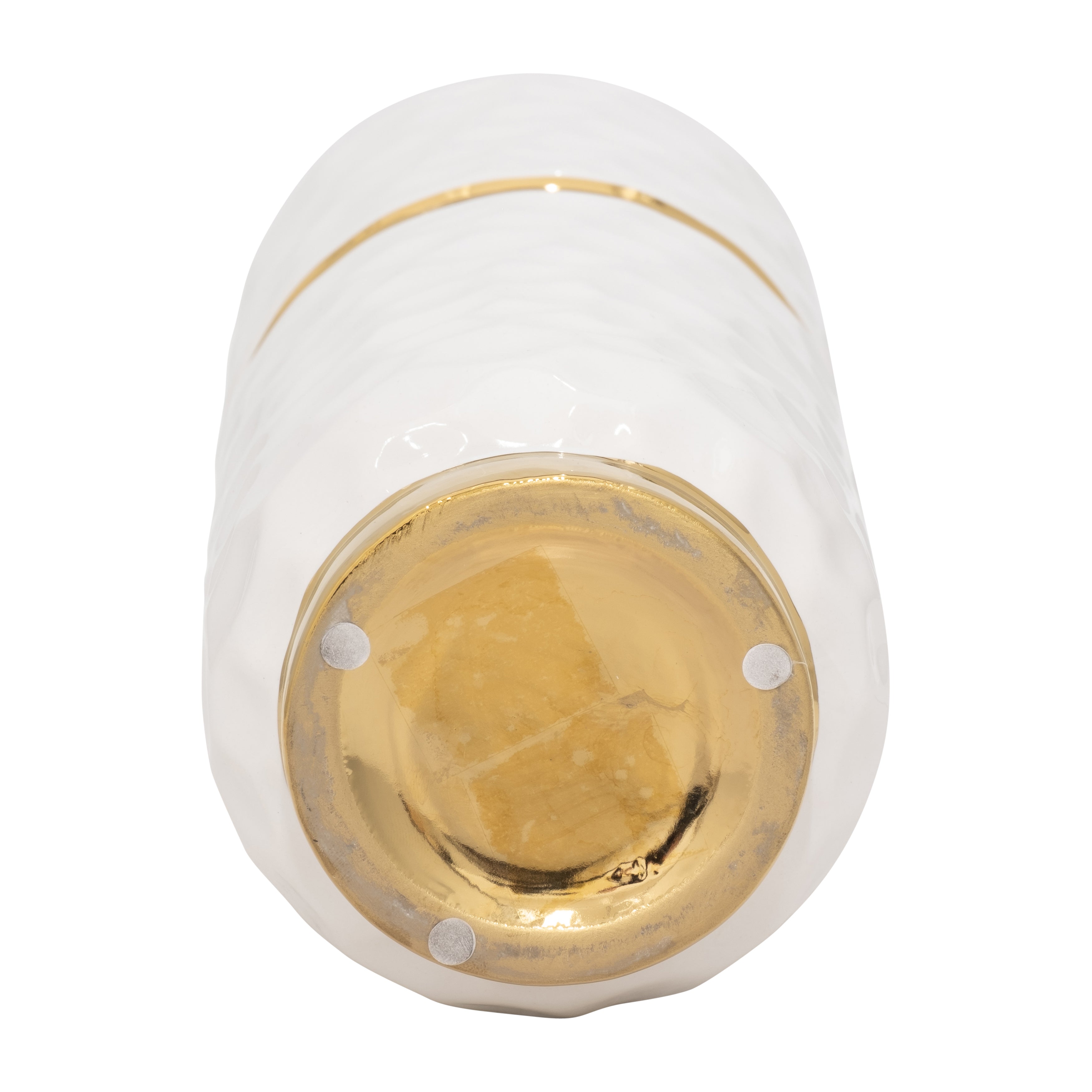 5x10"h Belted Vase, White/gold - Decor Addict, LLC