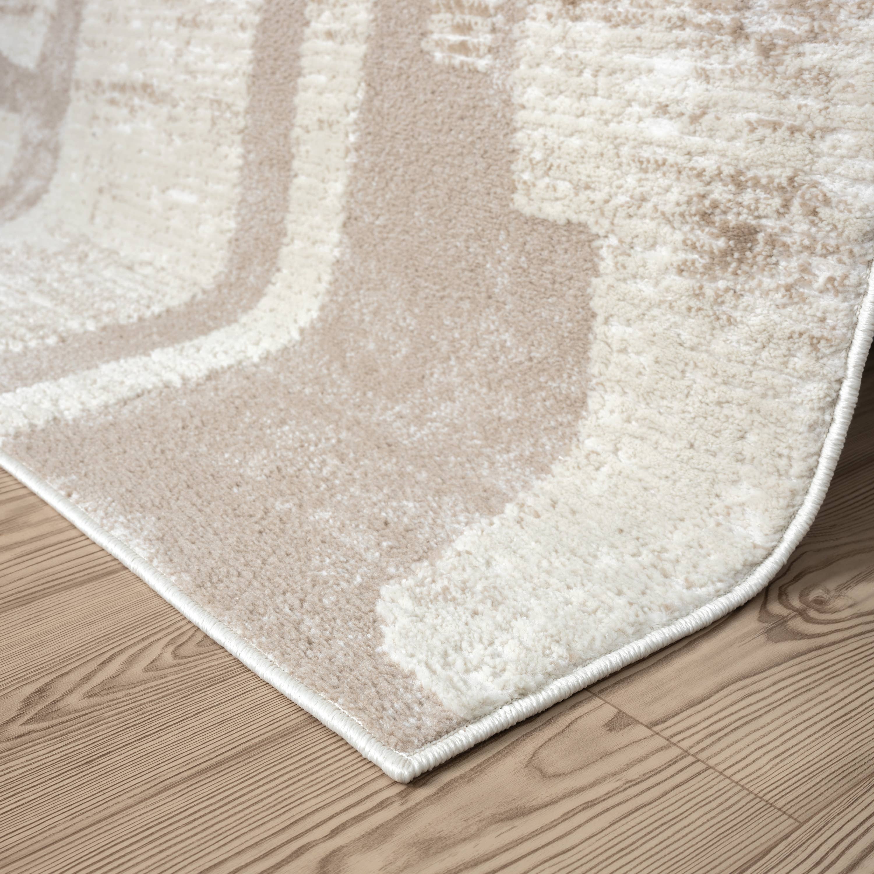 Abani Viva Neutral Cream Beige Block Pattern Area Rug: 6' x 9' - Decor Addict, LLC
