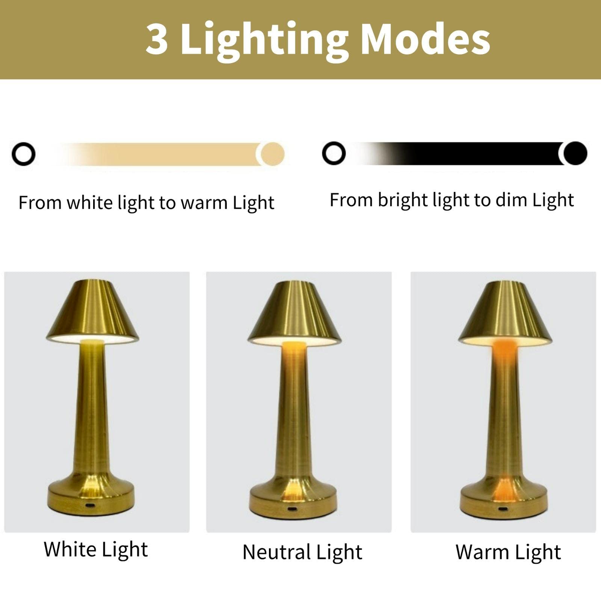 Modern Touch Sensor LED Lamp with USB Charging-Retail Pack: Gold - Decor Addict, LLC