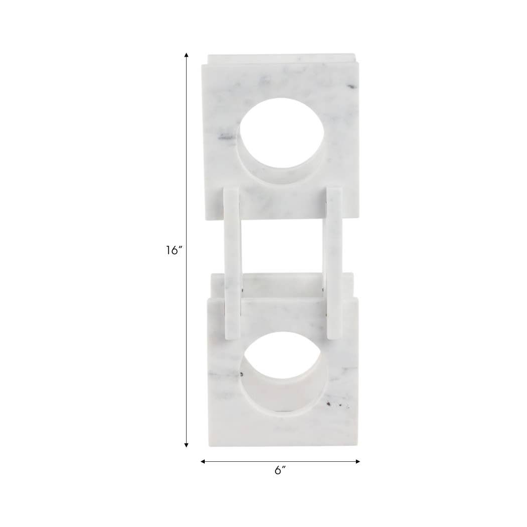 Wine Rack - White Marble Decorative Wine Bottle Rack, 16 in. - Decor Addict, LLC