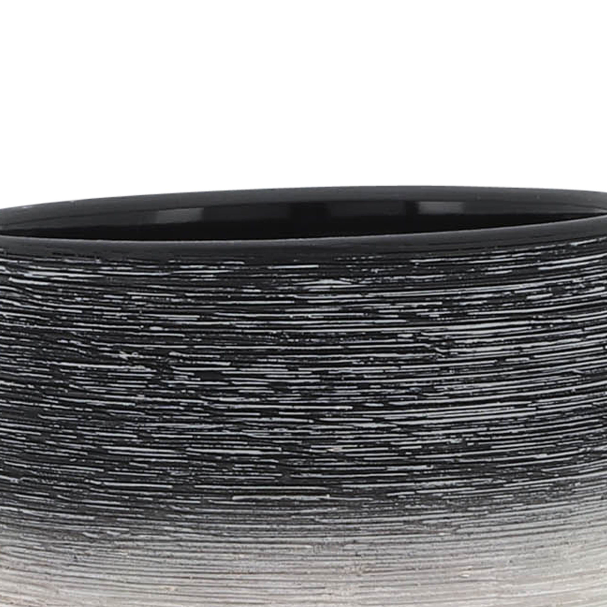 Ceramic 5" Planter On Wooden Stand, Gray - Decor Addict, LLC