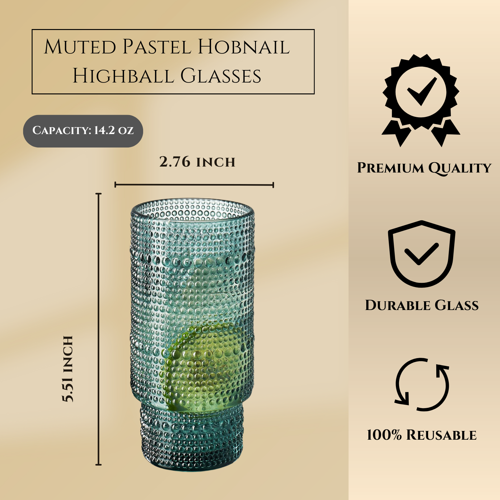 14oz Hobnail Highball Glass - Decor Addict, LLC