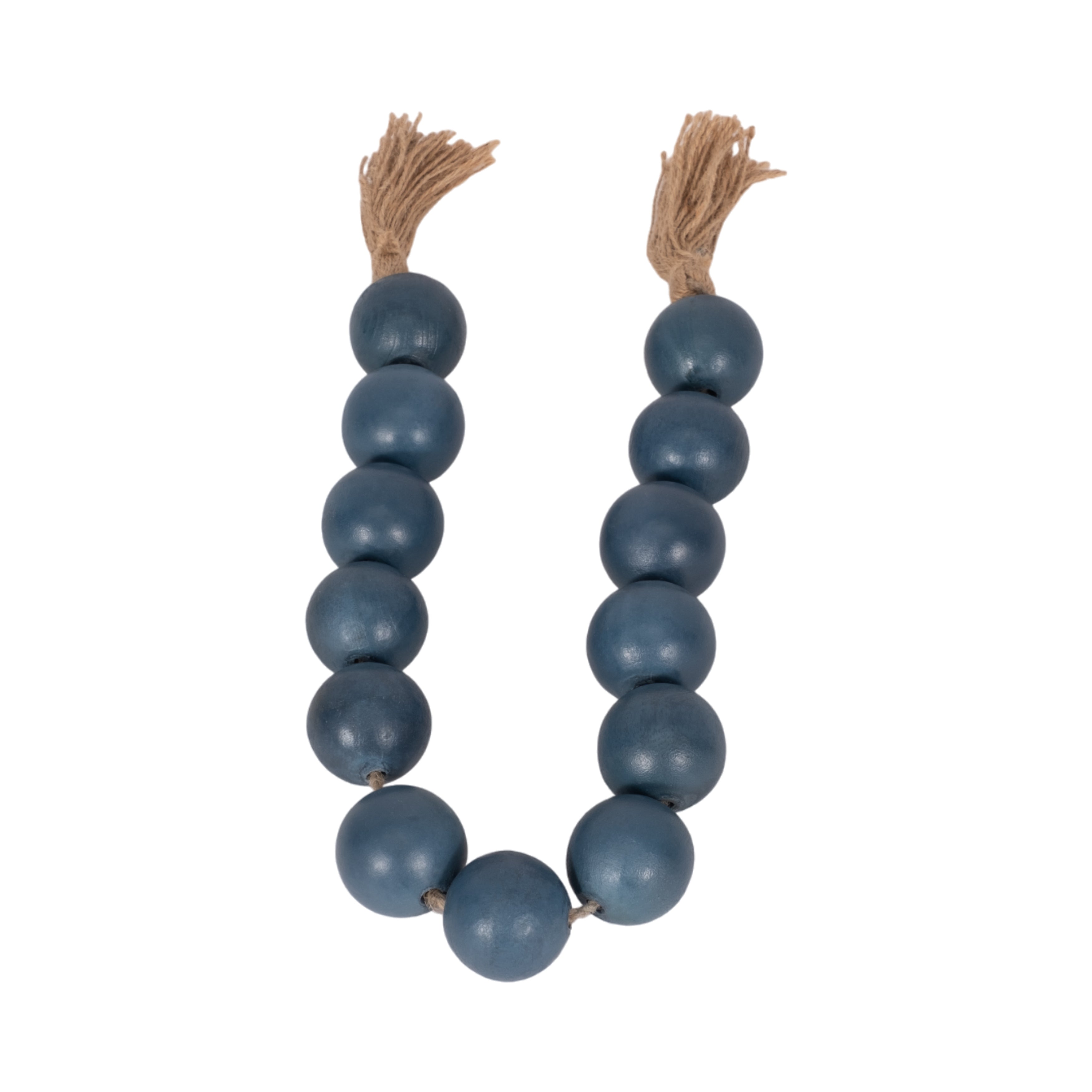 Wood, 32x2 Large Bead Garland W/ Tassel, Teal/blu - Decor Addict, LLC