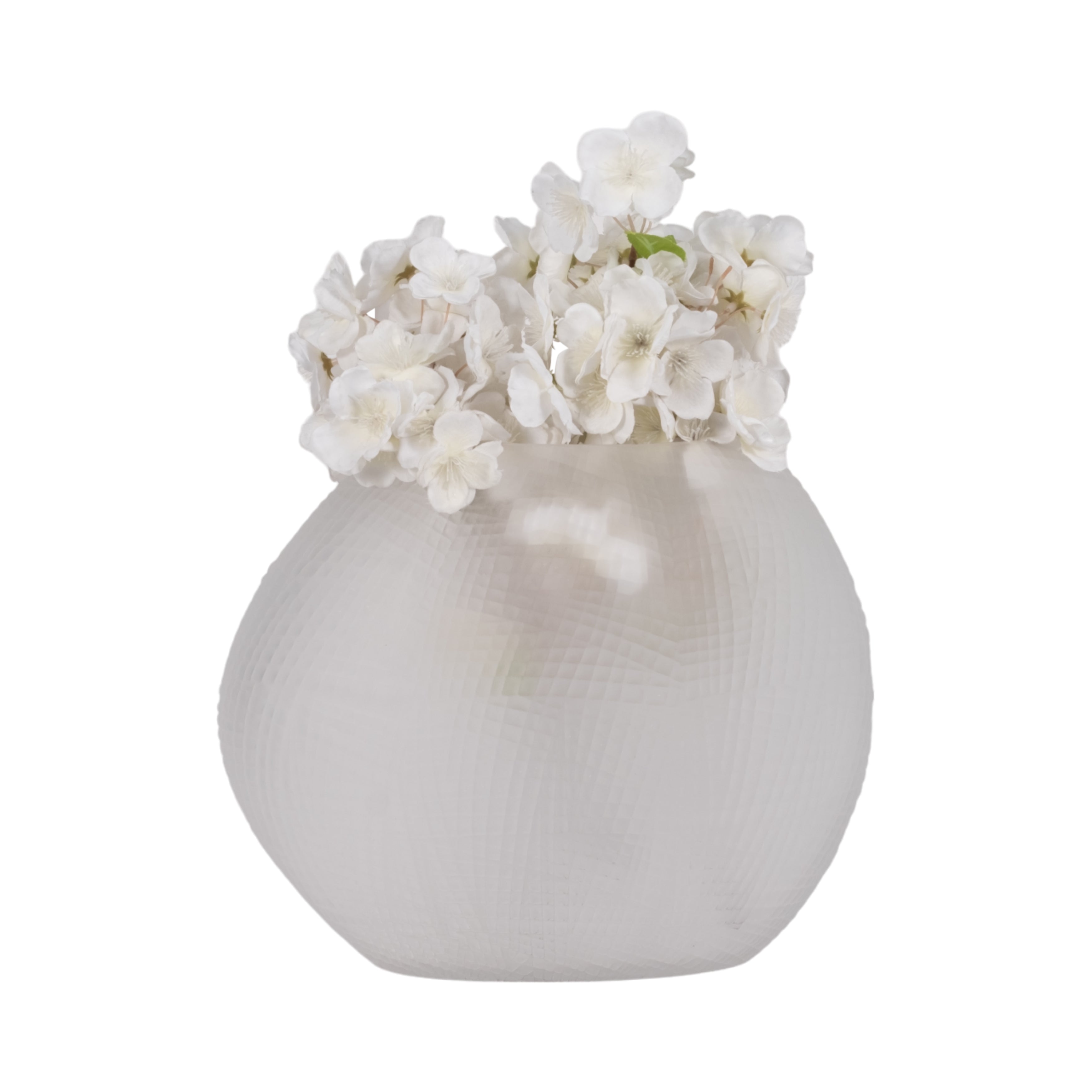 Glass 10"h Textured Vase, Frosted White - Decor Addict, LLC