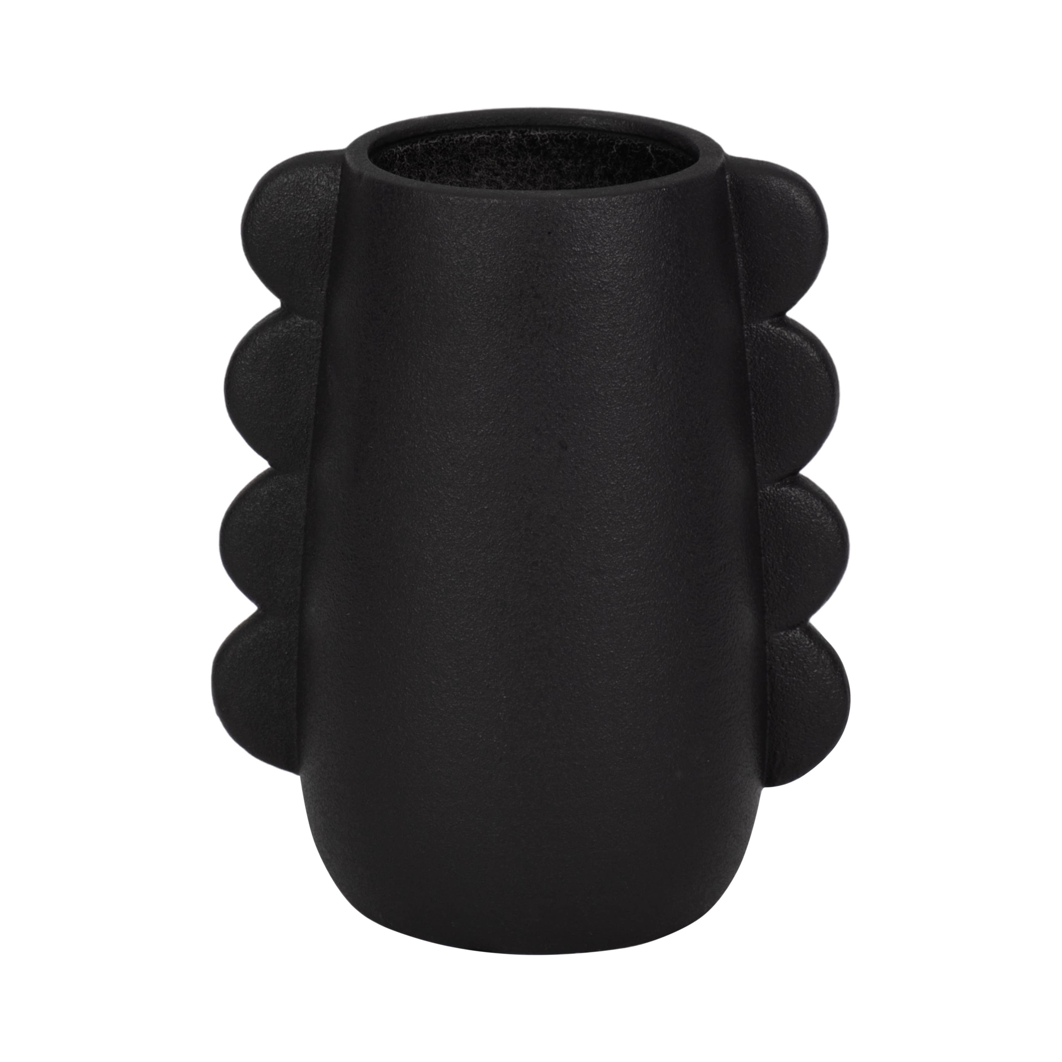 8 in. Black Stoneware Contemporary Unique Eared Vase - Decor Addict, LLC