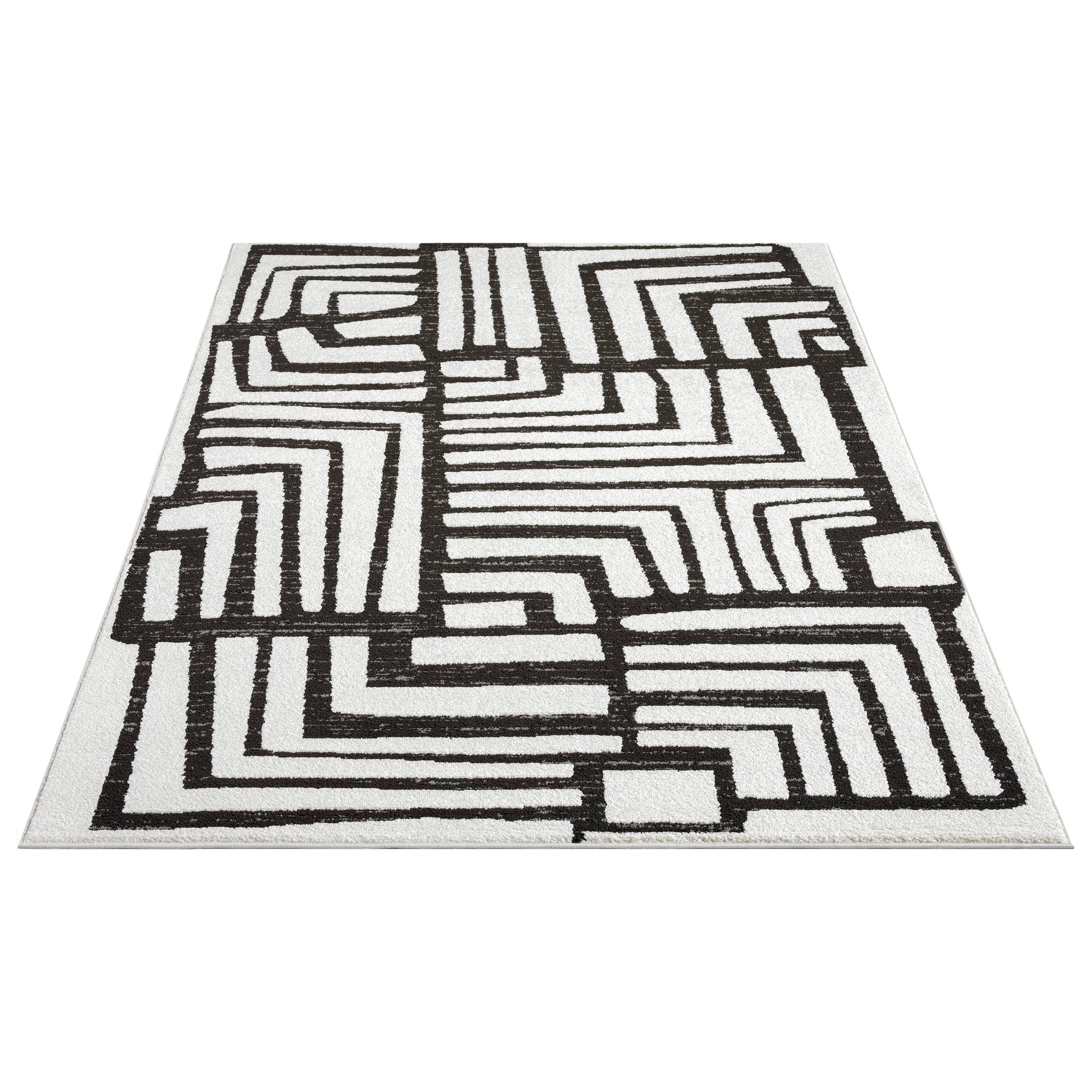 Abani Rugs Nomad NOM130A Cream Grey Multi-Box Pattern Rug: 2' x 3' - Decor Addict, LLC