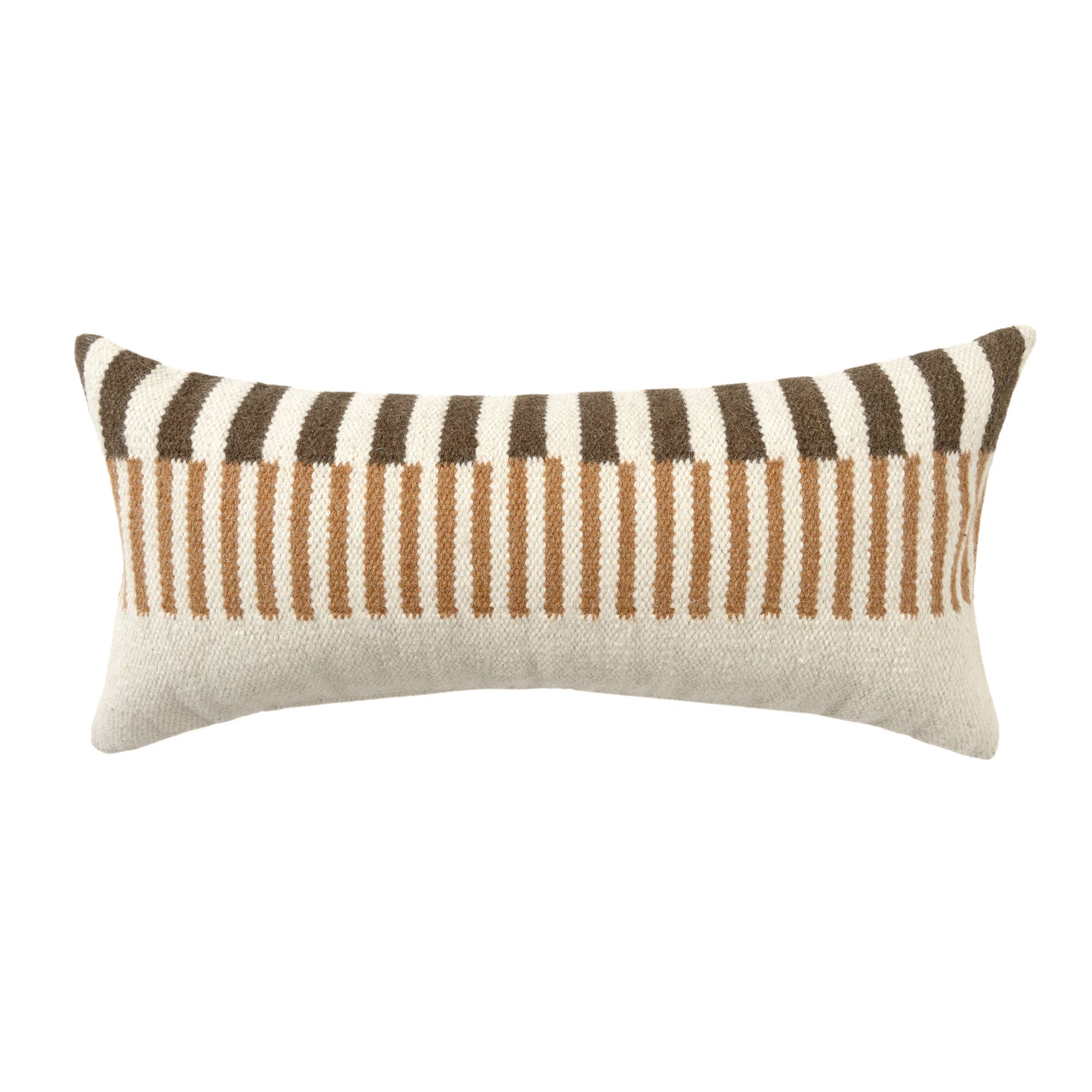 Contemporary Striped Orange/Brown Indoor Throw Pillow - Decor Addict, LLC
