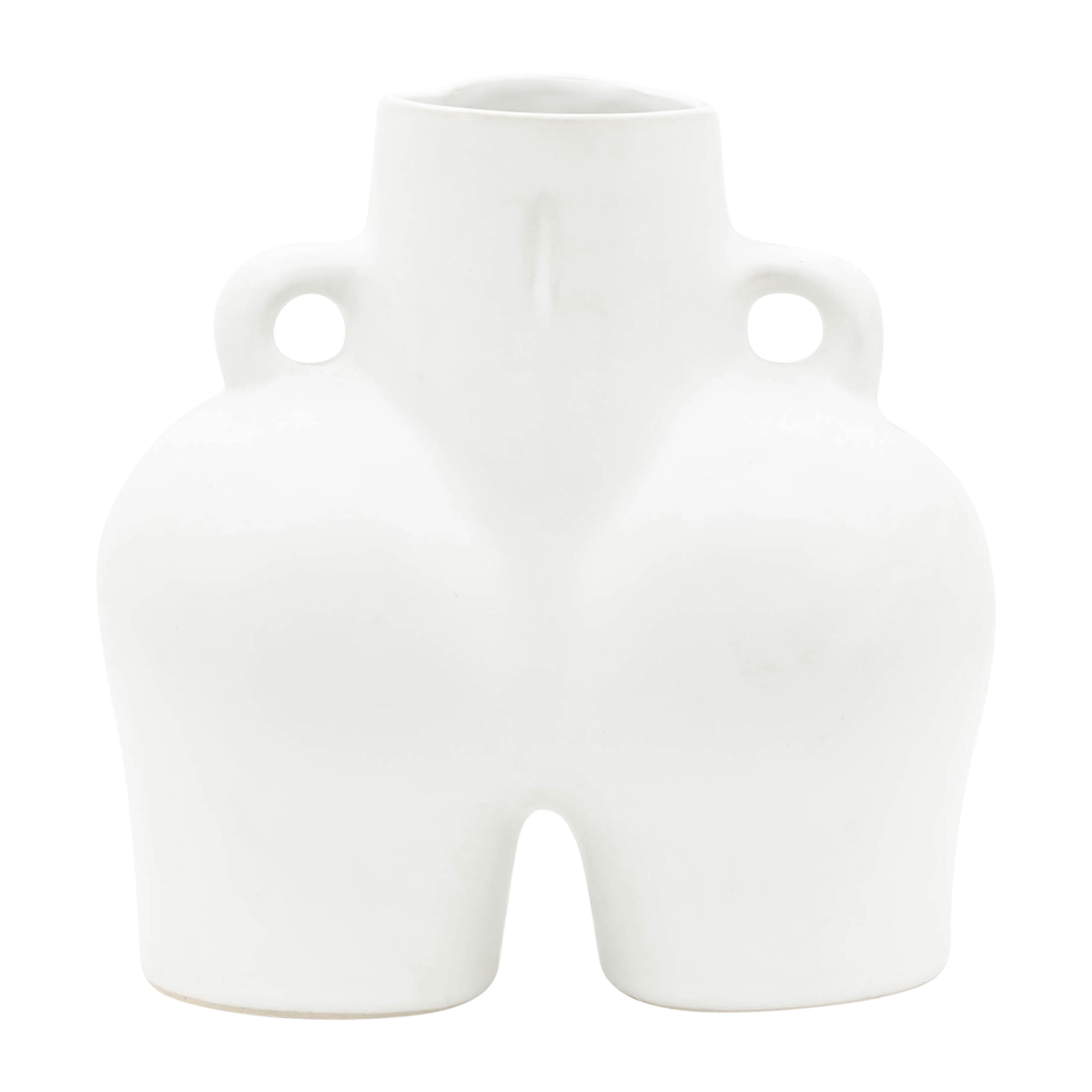 Cer, 7" Half Body Vase, White - Decor Addict, LLC