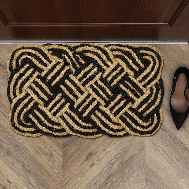 Black/Tan Woven Doormat - Decor Addict, LLC