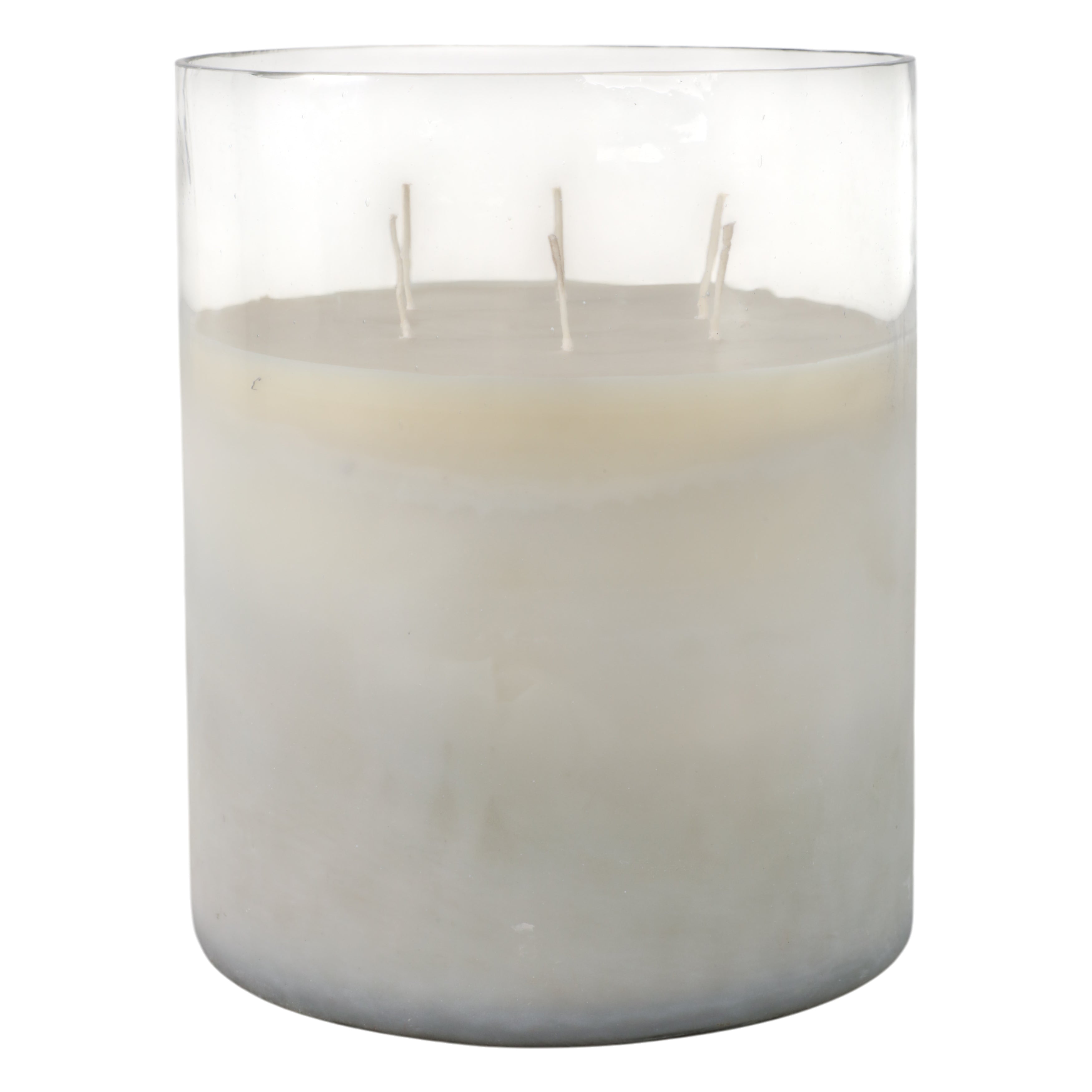 12x10" 349 Oz Jasmine Frosted Glass Candle, Clear - Decor Addict, LLC