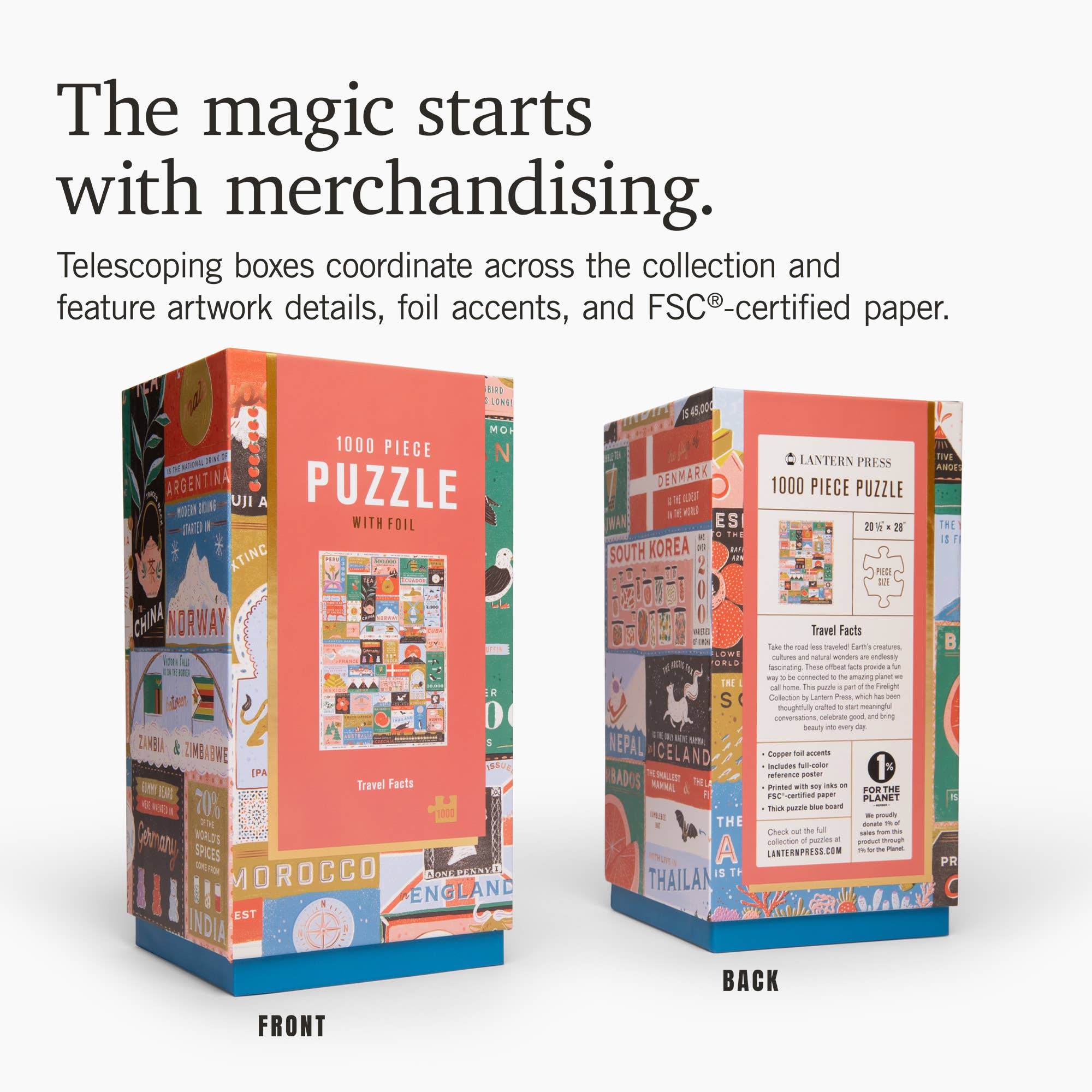 1000 PIECE PUZZLE, Travel Facts, Firelight - Decor Addict, LLC