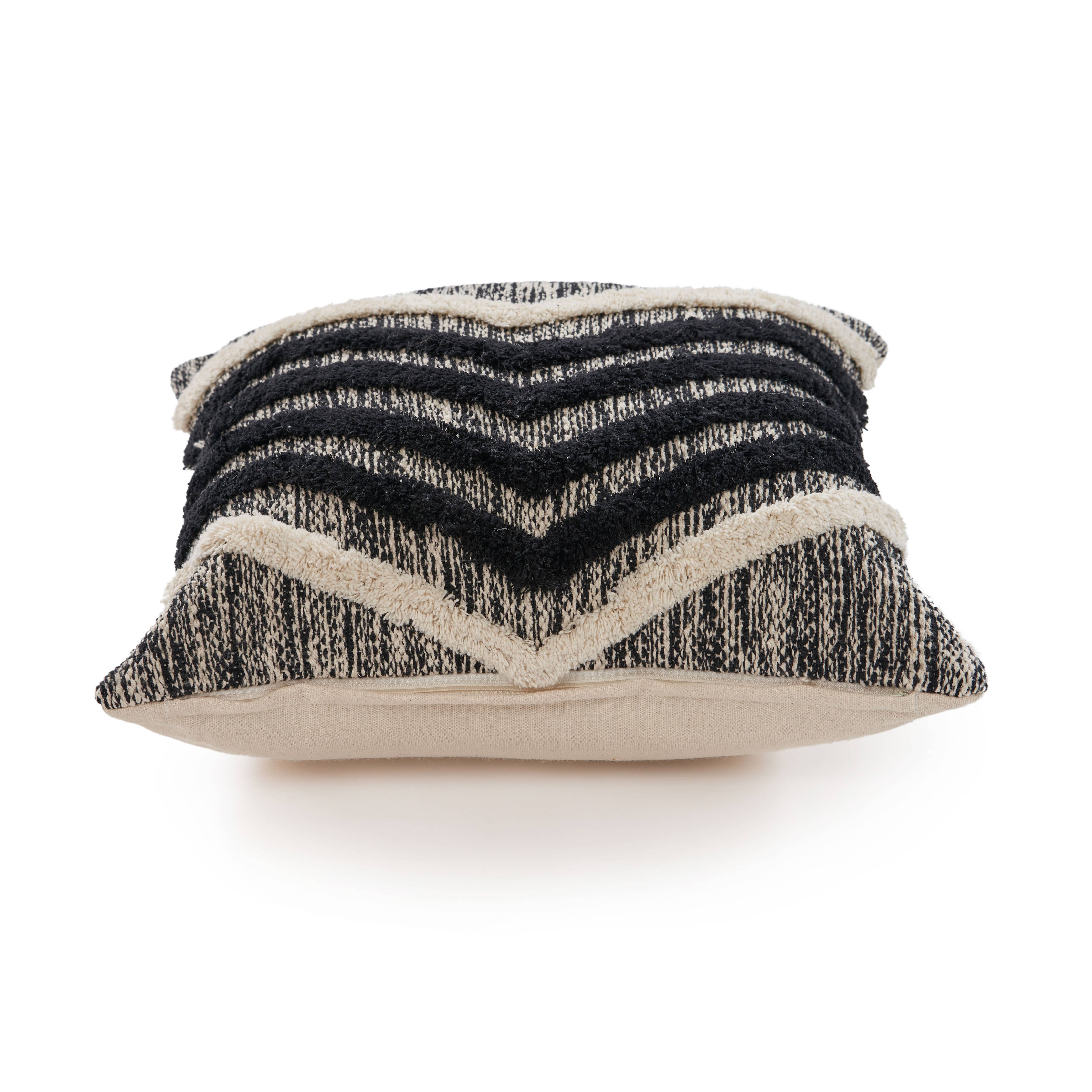 Black Pinstripe Throw Pillow: Black/Ivory / Poly Filled