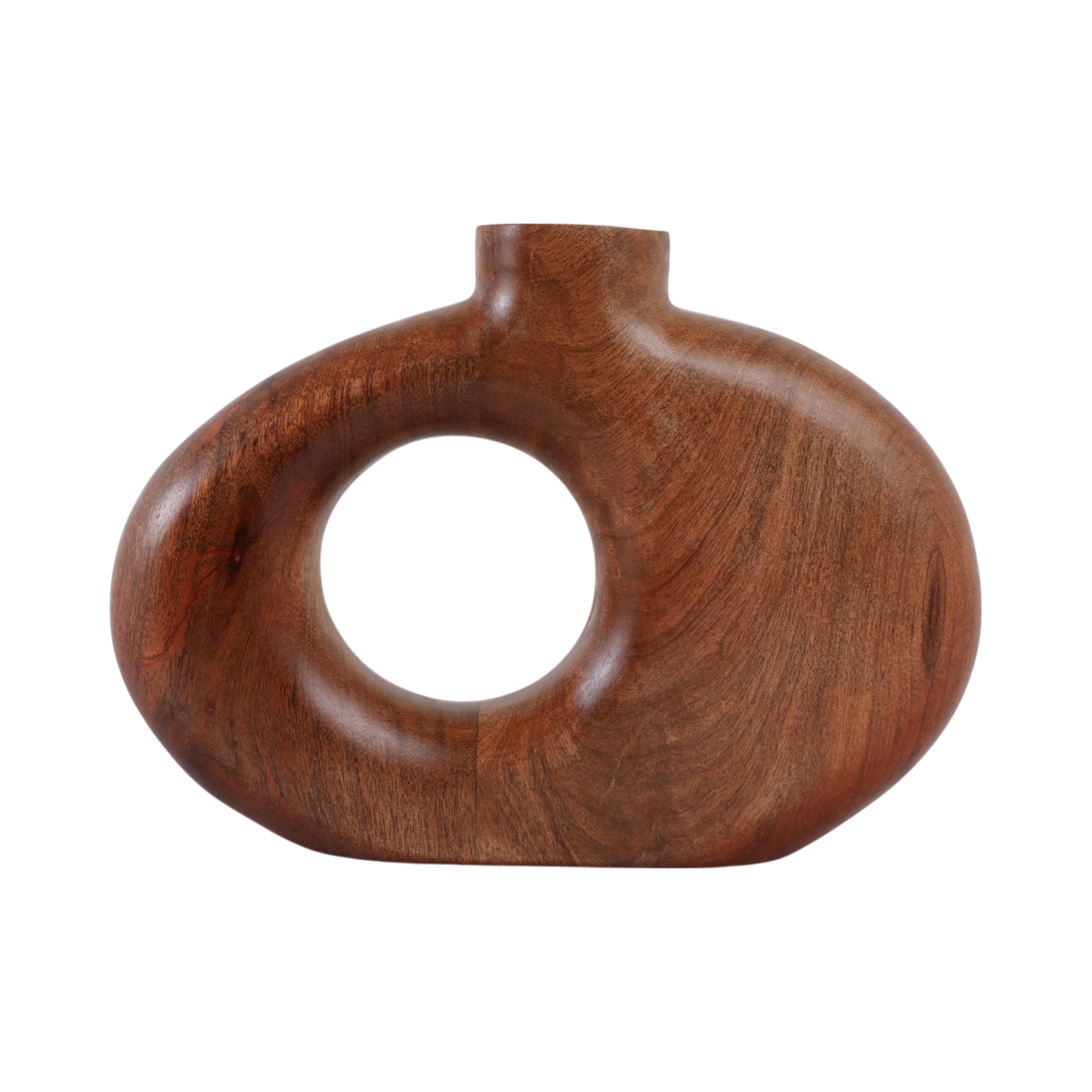 10x7" Cut-out Wood Vase, Natural - Decor Addict, LLC