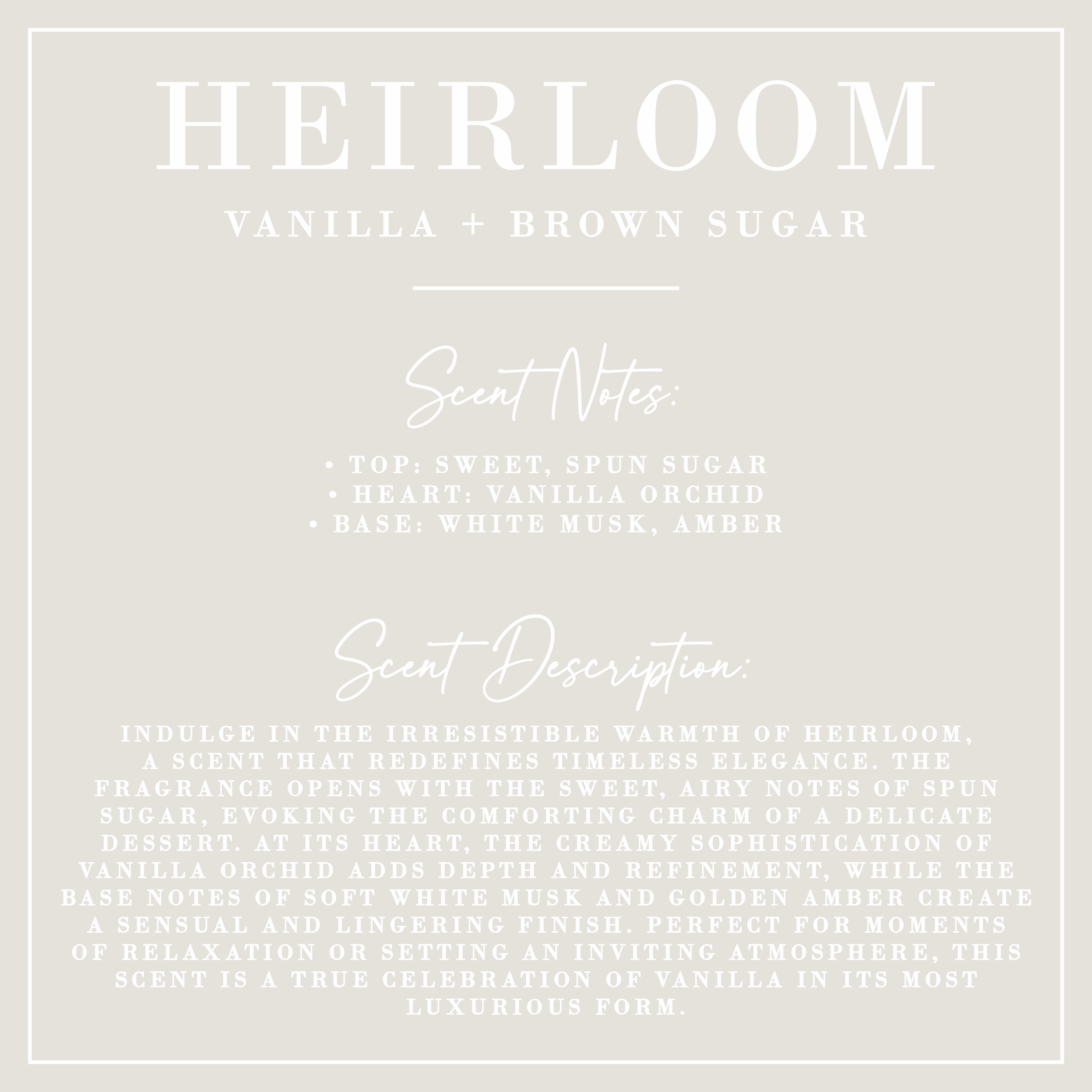 HEIRLOOM | Vanilla + Brown Sugar Candle | Luxe Collection: 12 oz - Decor Addict, LLC