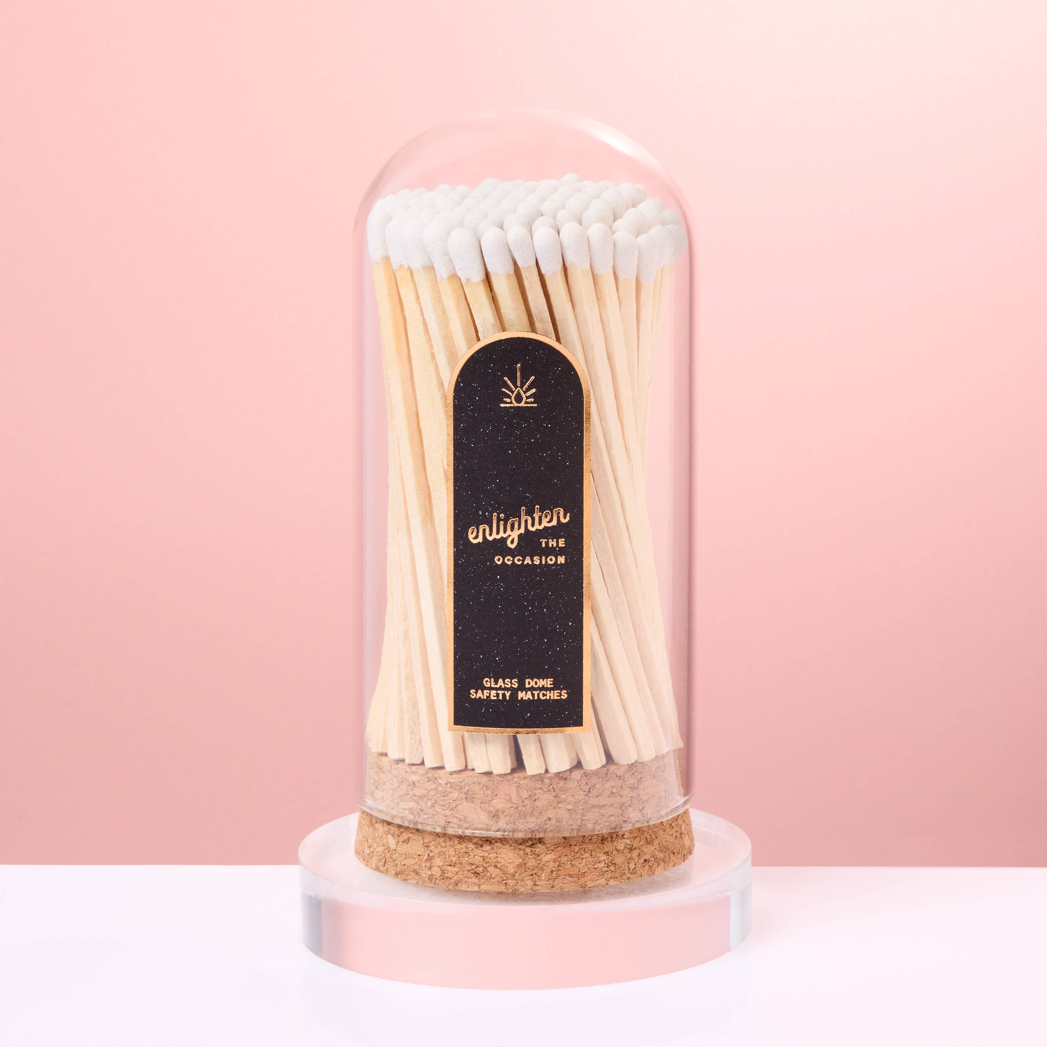 White Wooden Matchsticks in Glass Corked Dome - Decor Addict, LLC